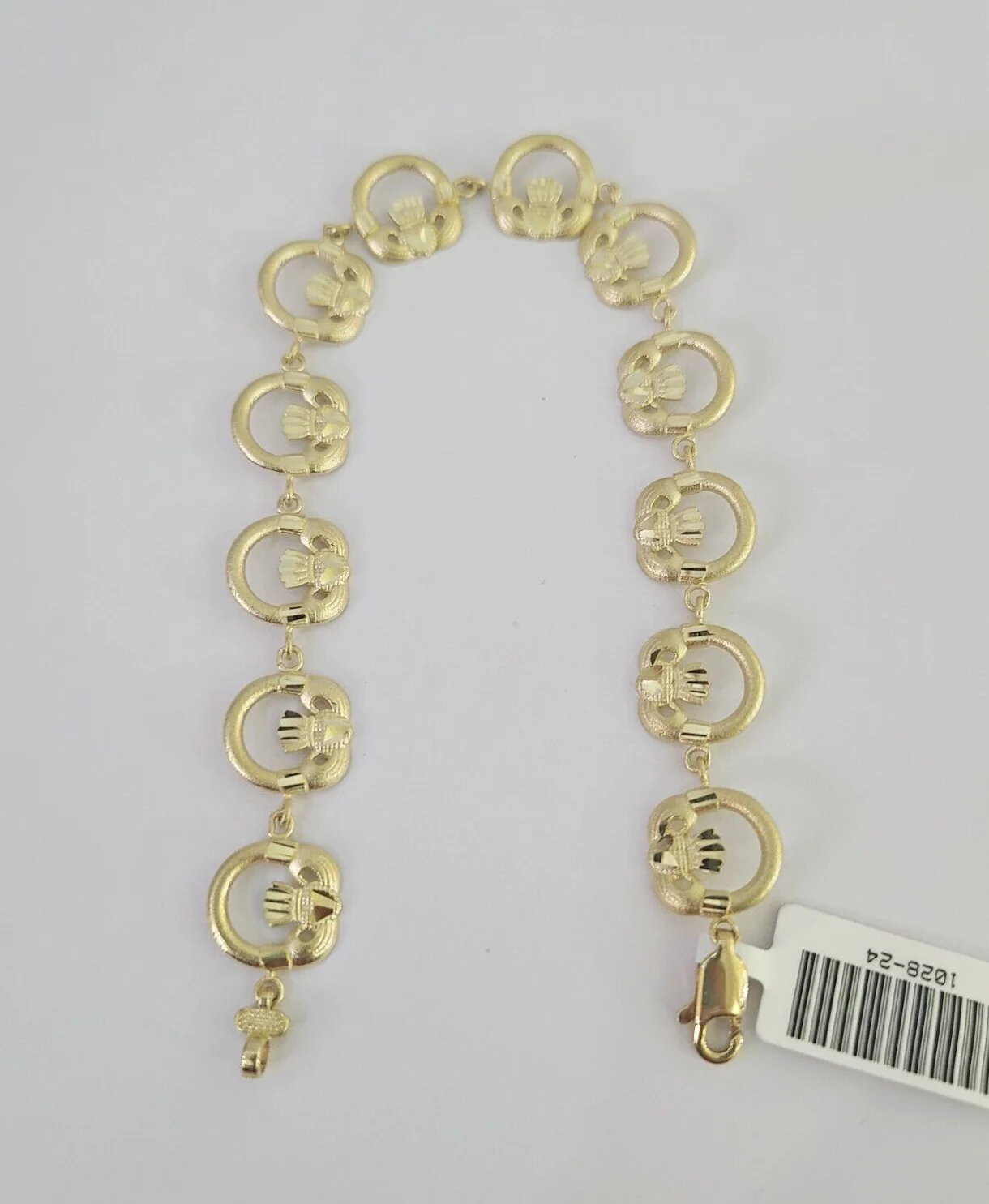 Real 10K Love Claddagh Friendship Bracelet 11mm 7 Inches 10kt Yellow Gold - Image 8