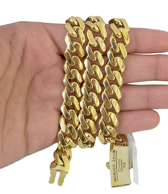 Real 10K Miami Cuban Link Monaco Chain Box Clasp 11mm Gold Necklace 10Kt 22" - Image 5