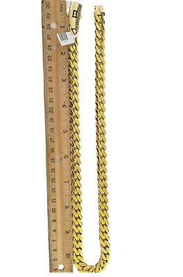 Real 10K Miami Cuban Link Monaco Chain Box Clasp 11mm Gold Necklace 10Kt 22" - Image 6