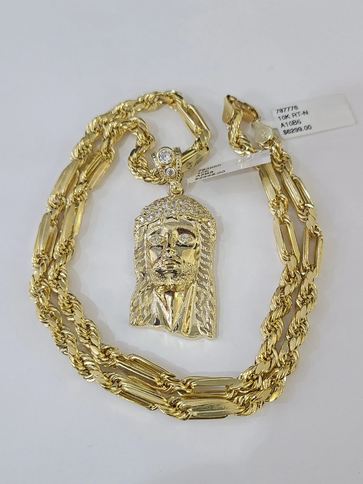Real 10k Milano Rope Chain Jesus Head Charm Necklace SET 5mm 18"-28" Pendant - Image 2