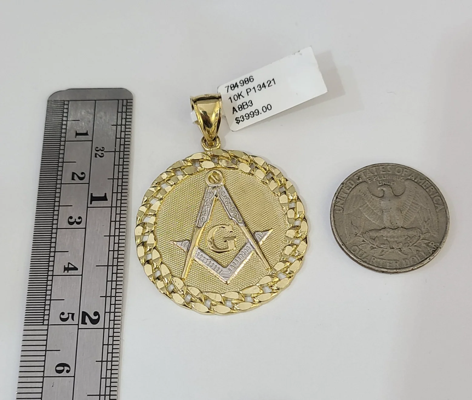 Real 10k Milano Rope Chain Masonic Charm Necklace SET 4mm 18"-28" Pendant - Image 2
