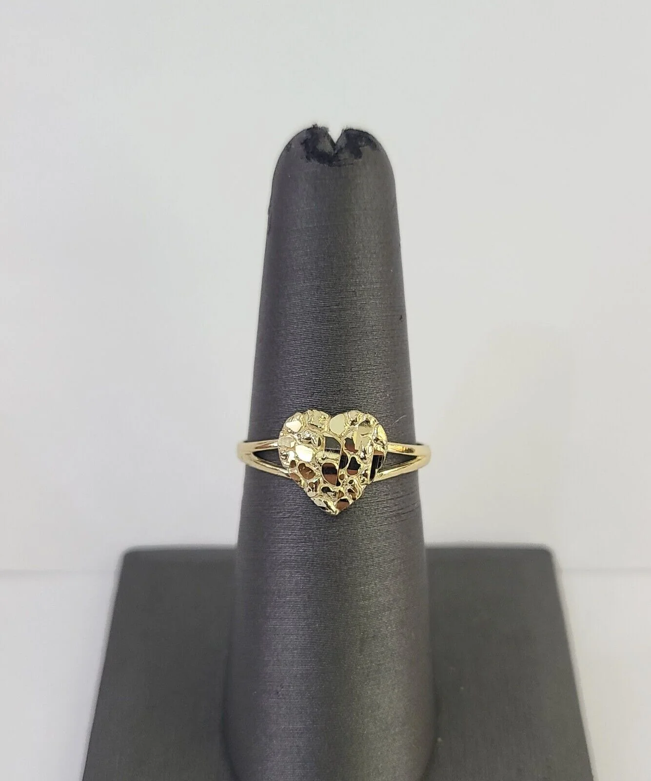 Real 10k Nugget Heart Ring Band Wedding Engagement Women Yellow Gold Ring Sizes 6,7,8,9,10,11 & 12 - Image 3