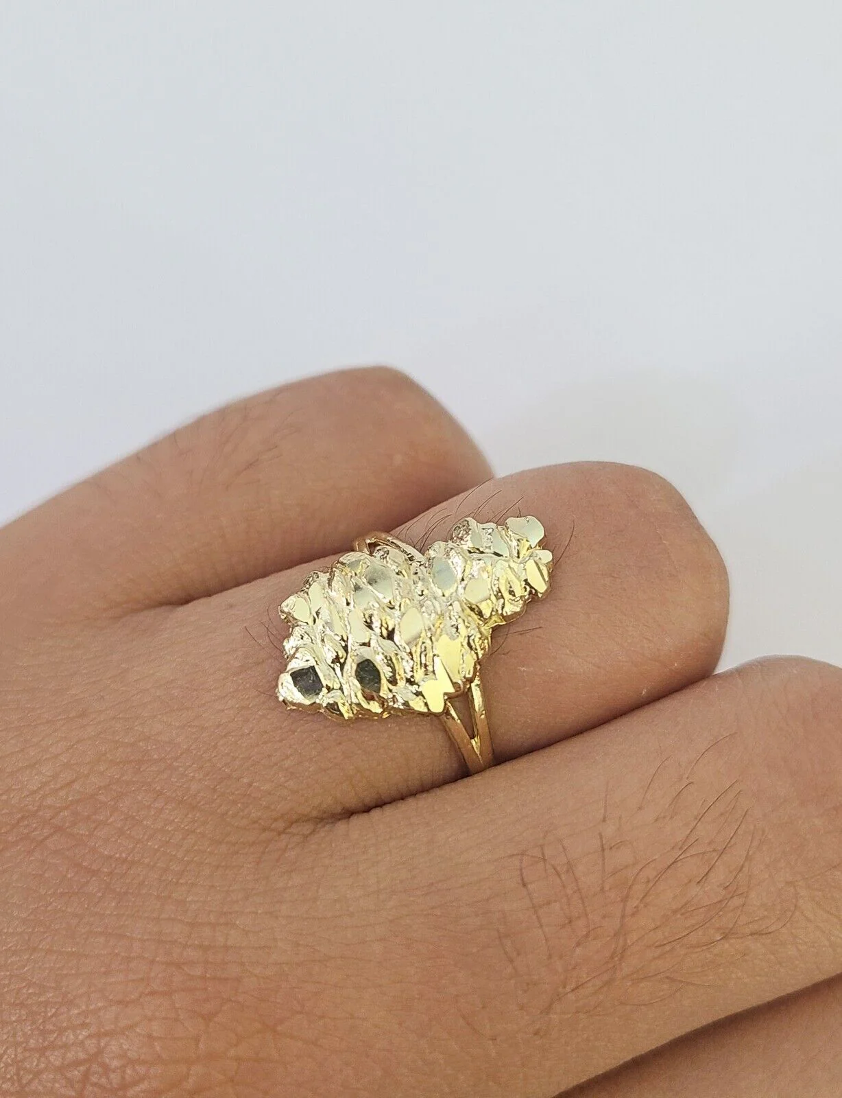 Real 10k Nugget Ring Yellow Gold Casual Ring 10kt Genuine All Sizes - Image 4