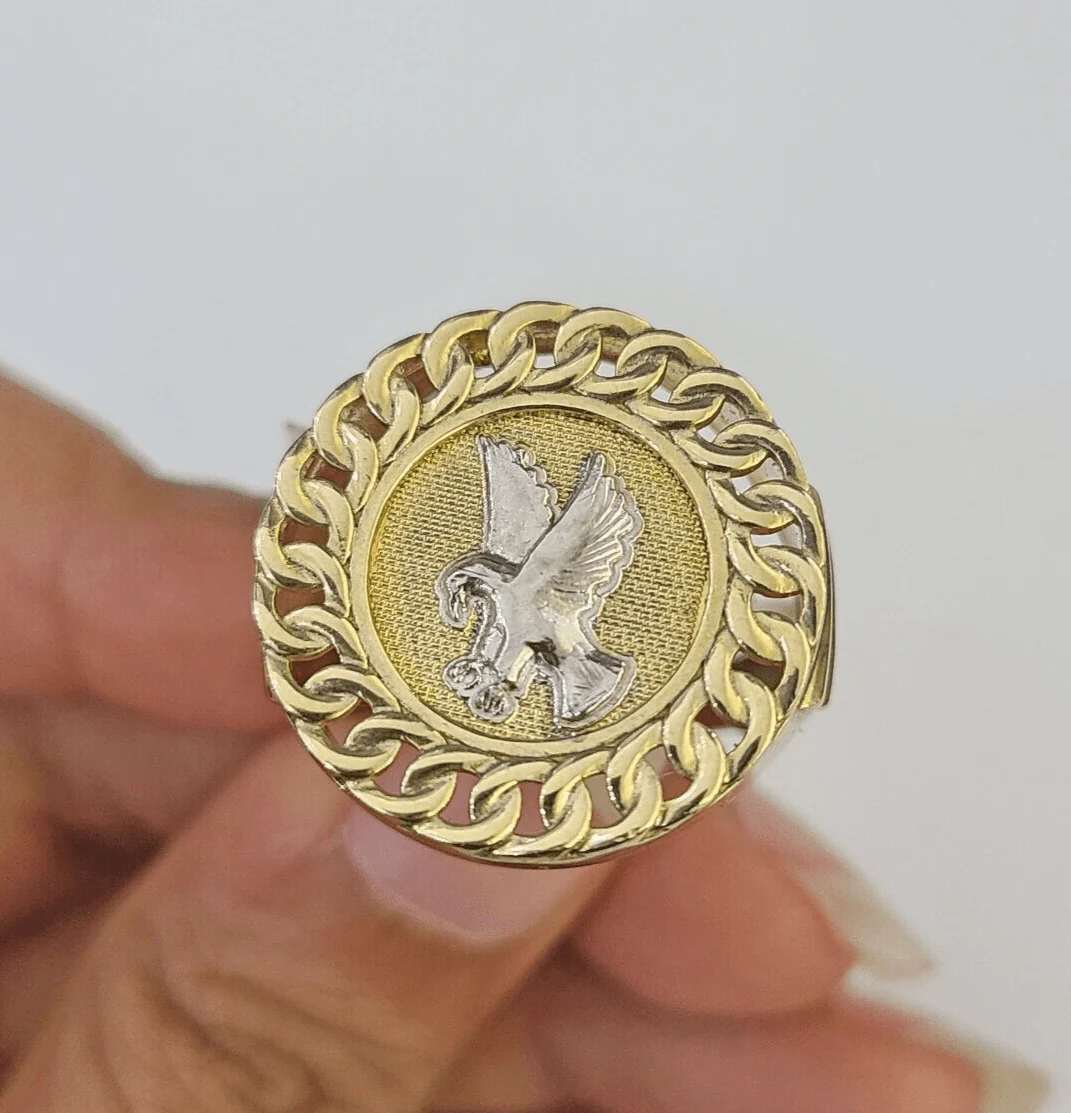 Real 10k Ring Eagle Fancy Design Yellow Gold Men Casual 10kt All Sizes