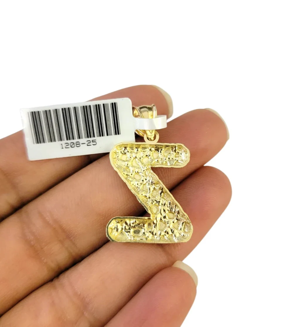 Real 10k Rope Chain 3mm 18"-28" Set Z Necklace Nugget Initial Charm Pendant Gold - Image 7