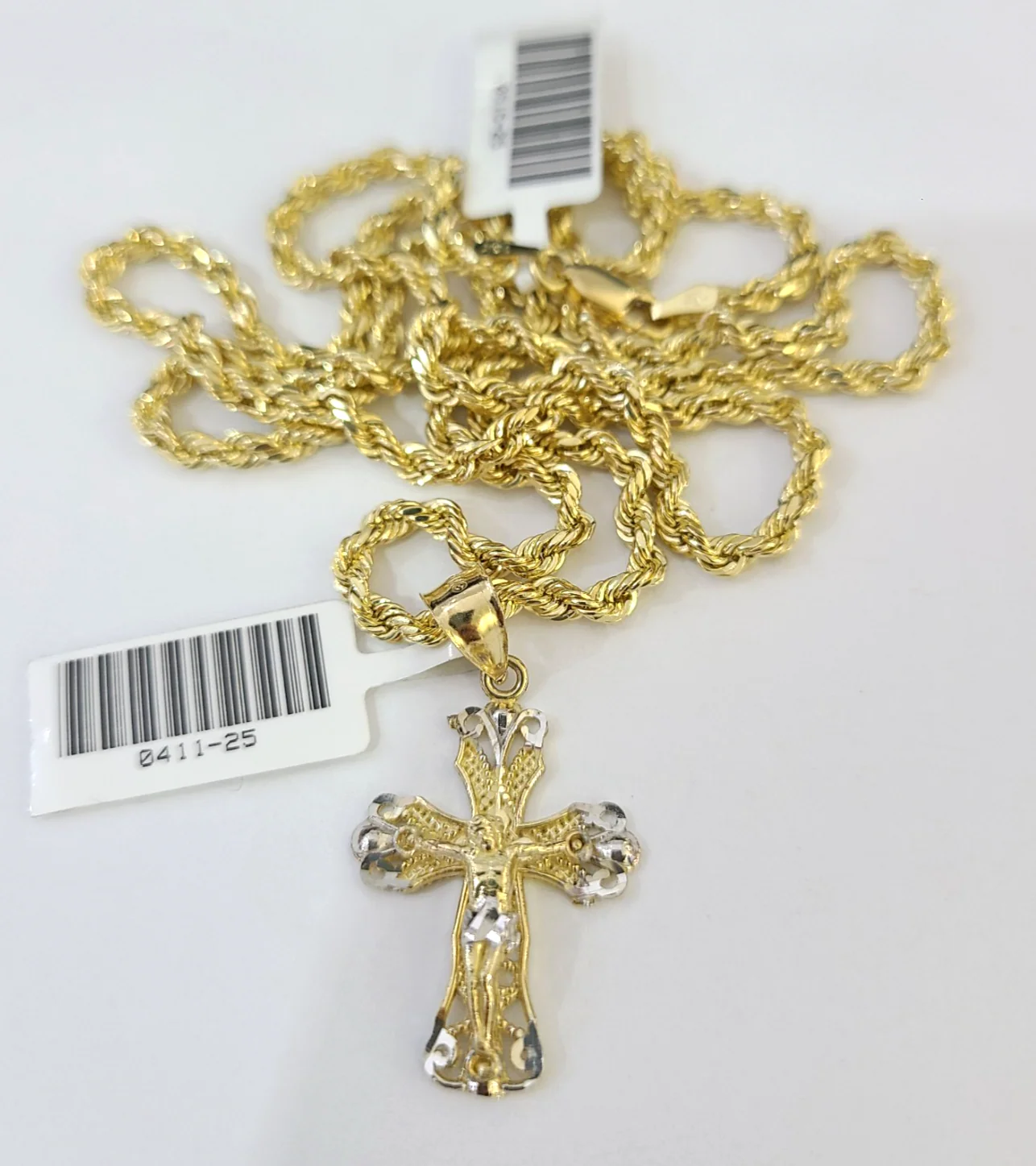 Real 10k Rope Chain Jesus Cross Charm Necklace SET 3mm 18"-28" Pendant - Image 4