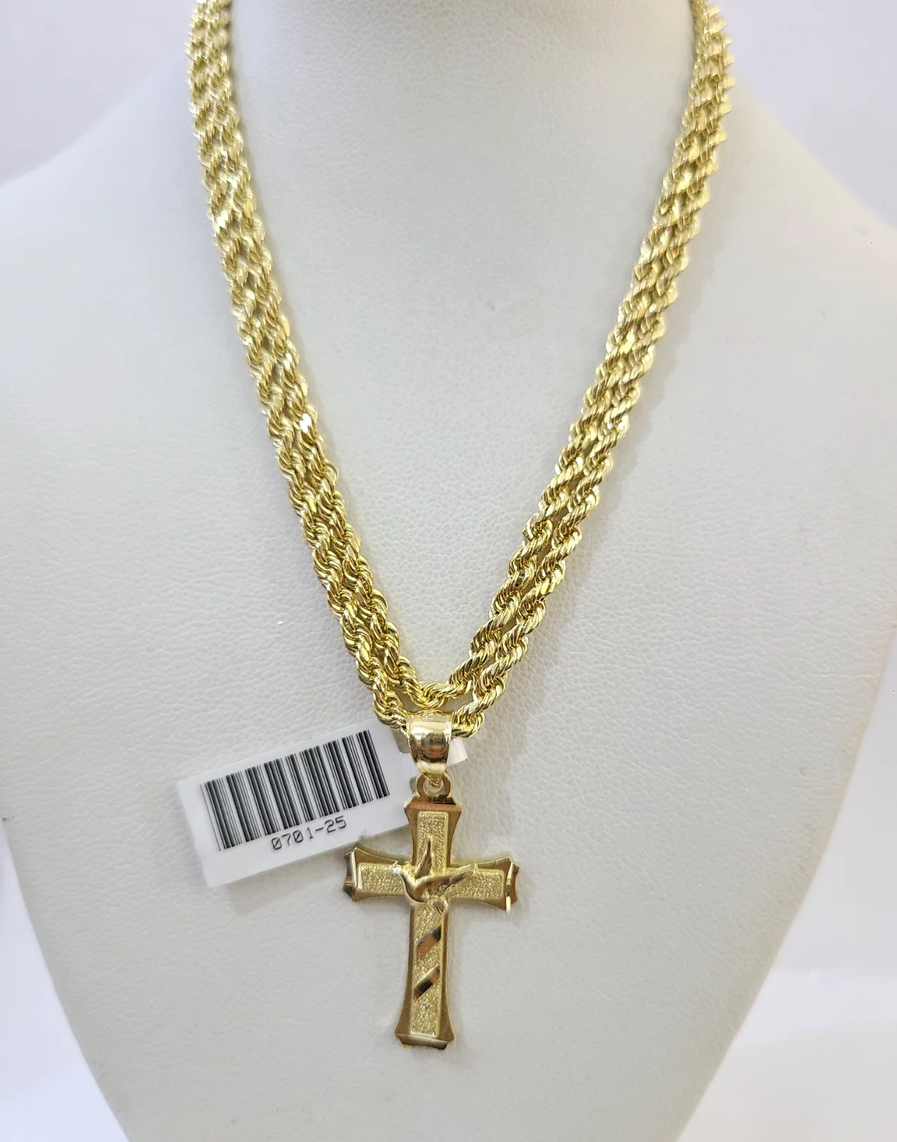 Real 10k Rope Chain Jesus Cross Charm Necklace SET 3mm 18"-28" Pendant - Image 5