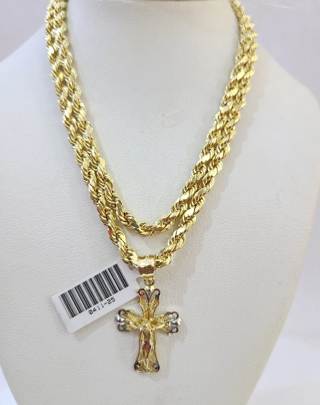Real 10k Rope Chain Jesus Cross Charm Necklace SET 4mm 18"-28" Pendant - Image 5