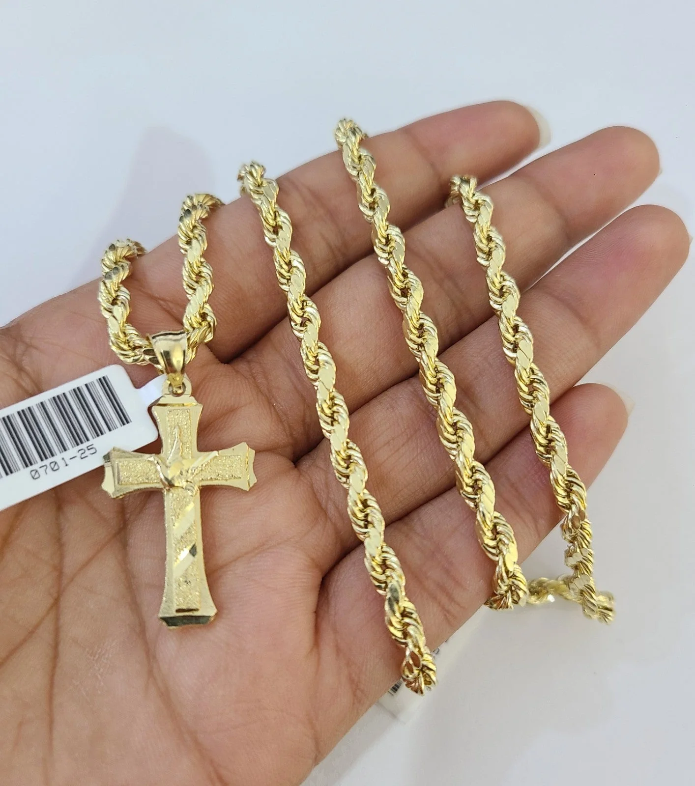 Real 10k Rope Chain Jesus Cross Charm Necklace SET 4mm 18"-28" Pendant - Image 5
