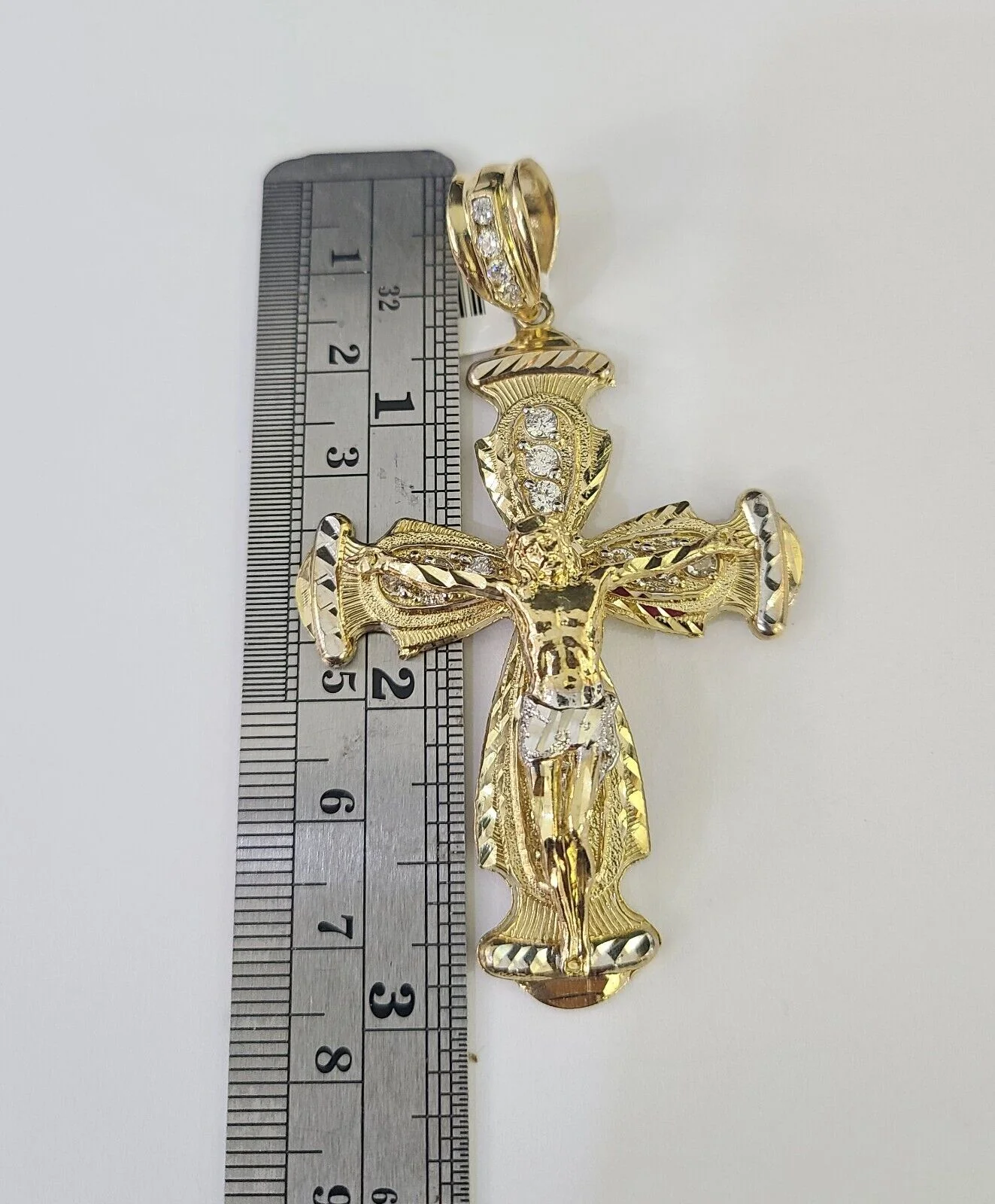 Real 10k Rope Chain Jesus Cross Charm Set 8mm 20"-30" Inch Necklace Yellow Gold - Image 2