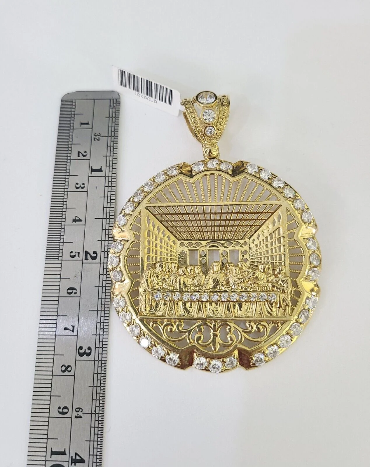 Real 10k Rope Chain Last Supper Charm Set 10mm 20"-30" Inch Necklace Yellow Gold - Image 3