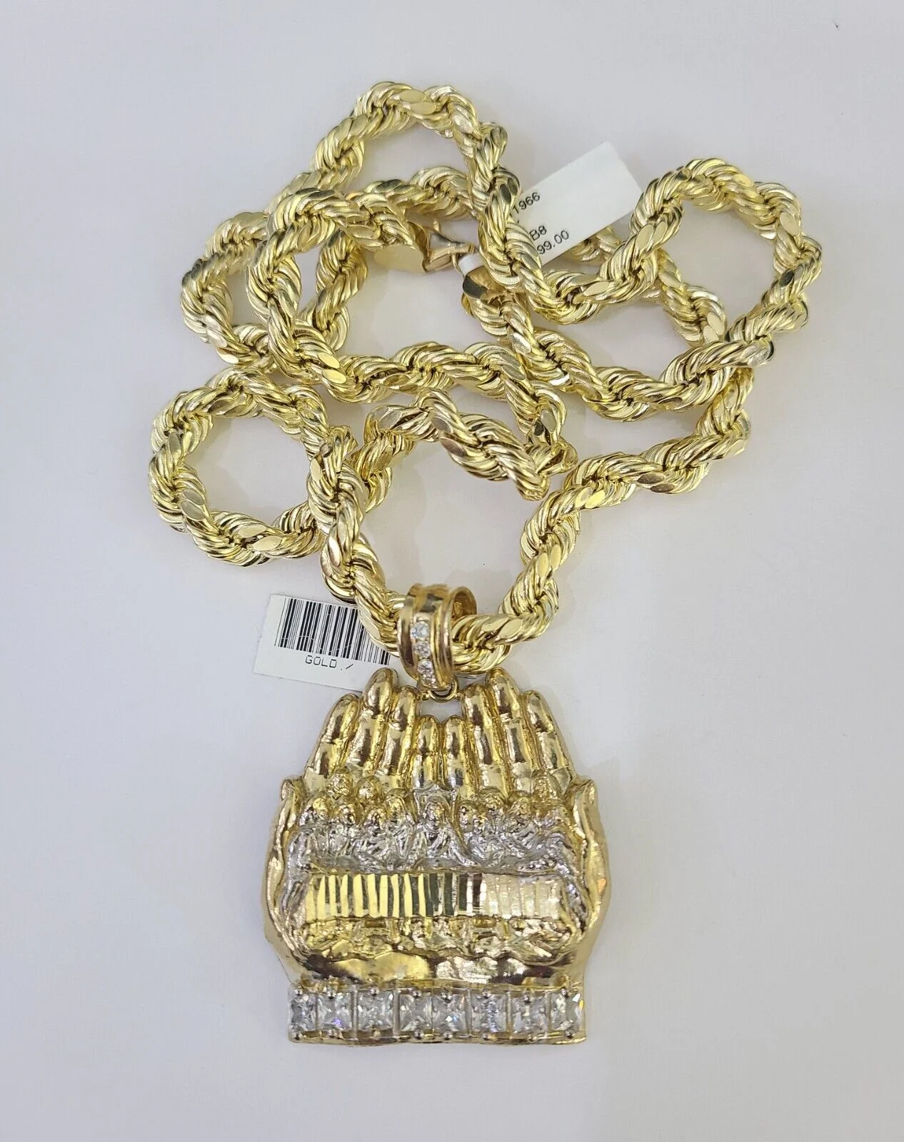 Real 10k Rope Chain Last Supper Charm Set 8mm 20"-30" Inch Necklace Yellow Gold - Image 5