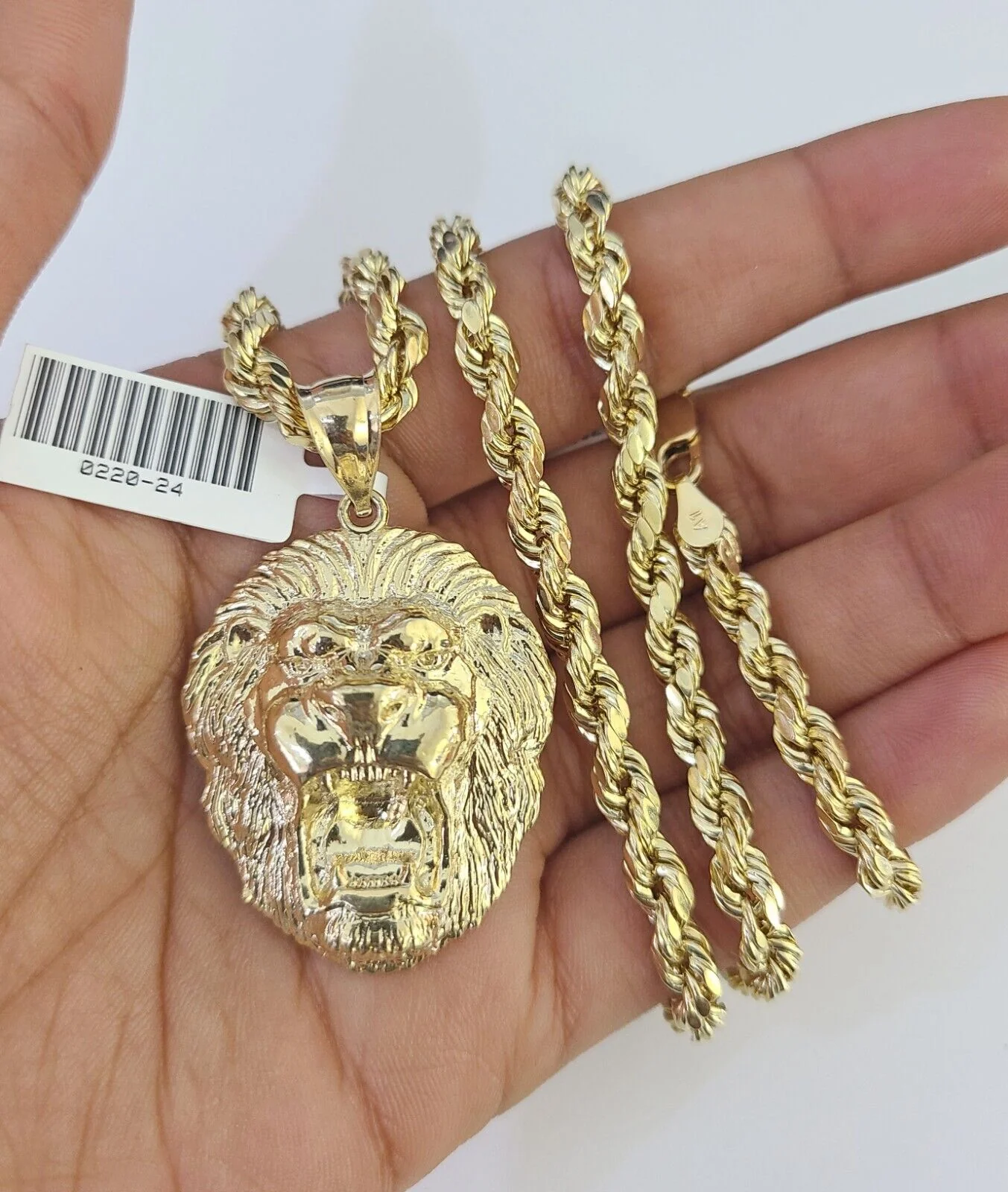 Real 10k Rope Chain Lion Charm Set 5mm 20"-30" Inch Necklace Yellow Gold - Image 6