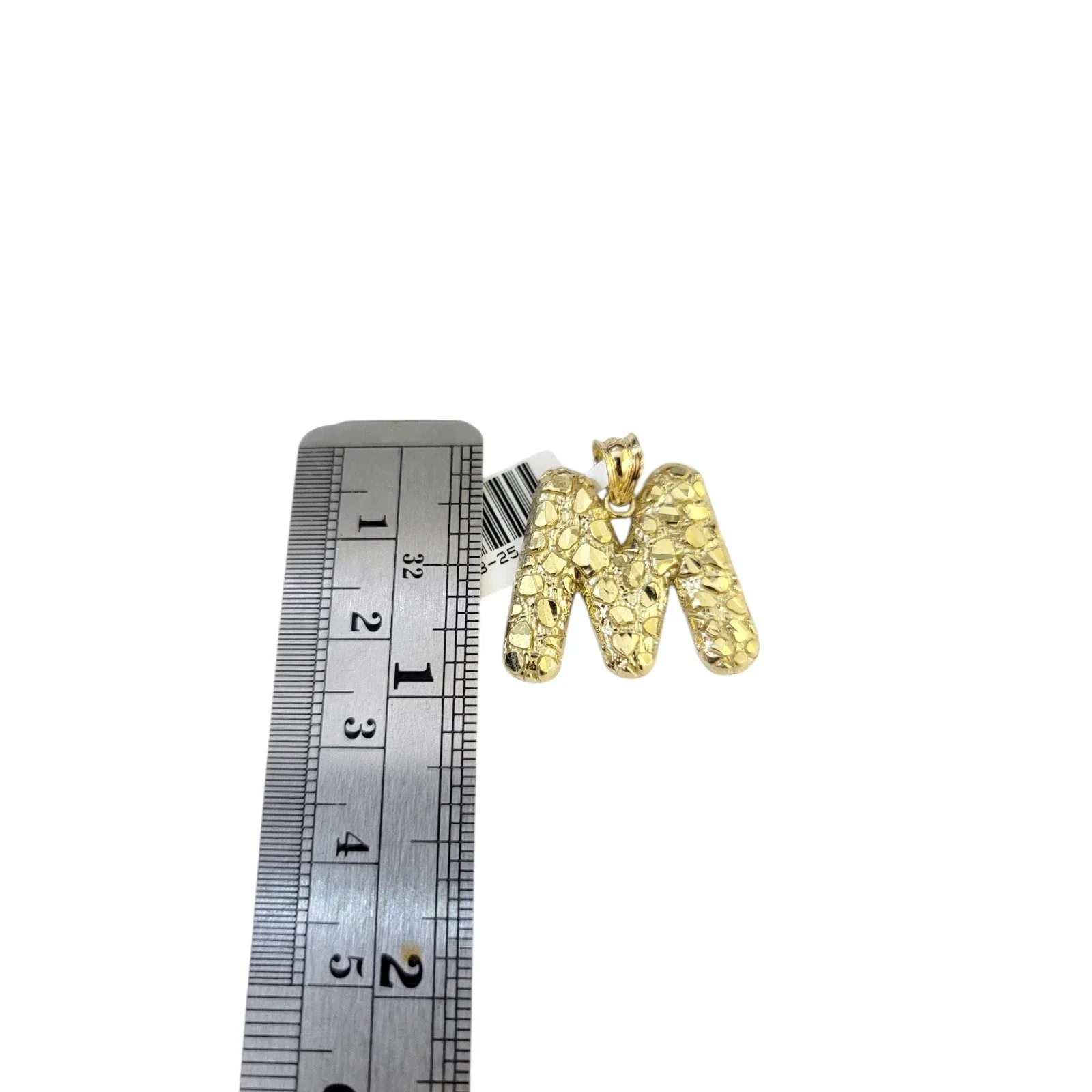 Real 10k Rope Chain M Initial Charm Necklace 3mm 18"-28" Nugget Set Pendant Gold - Image 5