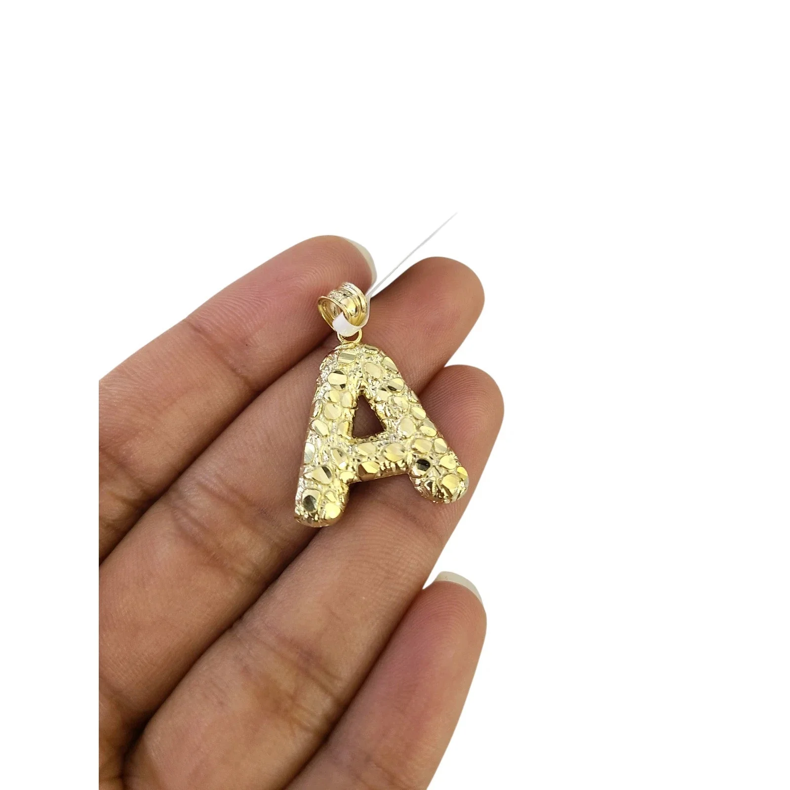 Real 10k Rope Chain Necklace Nugget A Initial Charm Pendant Set 3mm 18"-28" Gold - Image 5