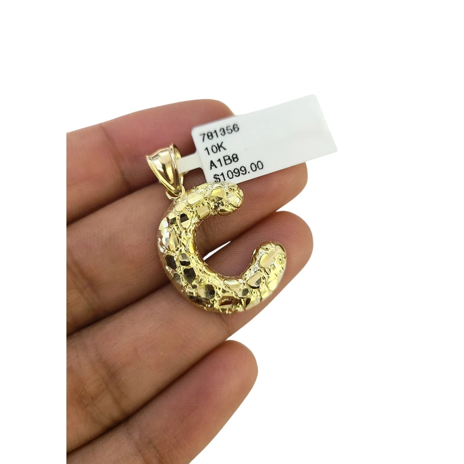 Real 10k Rope Chain Necklace Set 3mm 18"-28" Nugget C Initial Charm Pendant Gold - Image 6