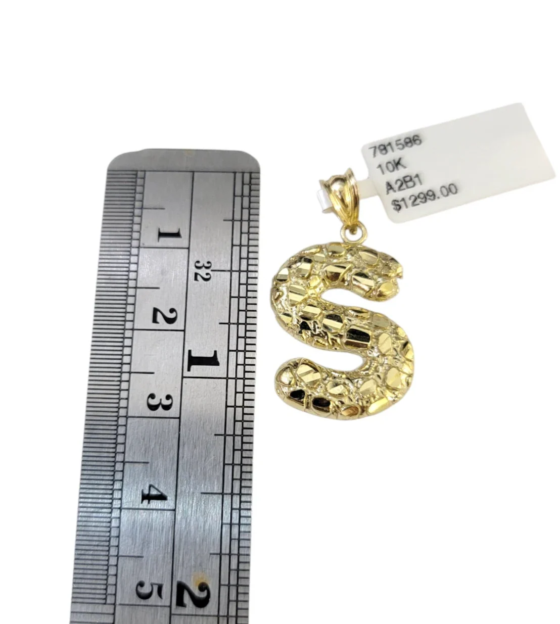 Real 10k Rope Chain S Initial Charm 3mm 18"-28" Necklace Nugget Set Pendant Gold - Image 5