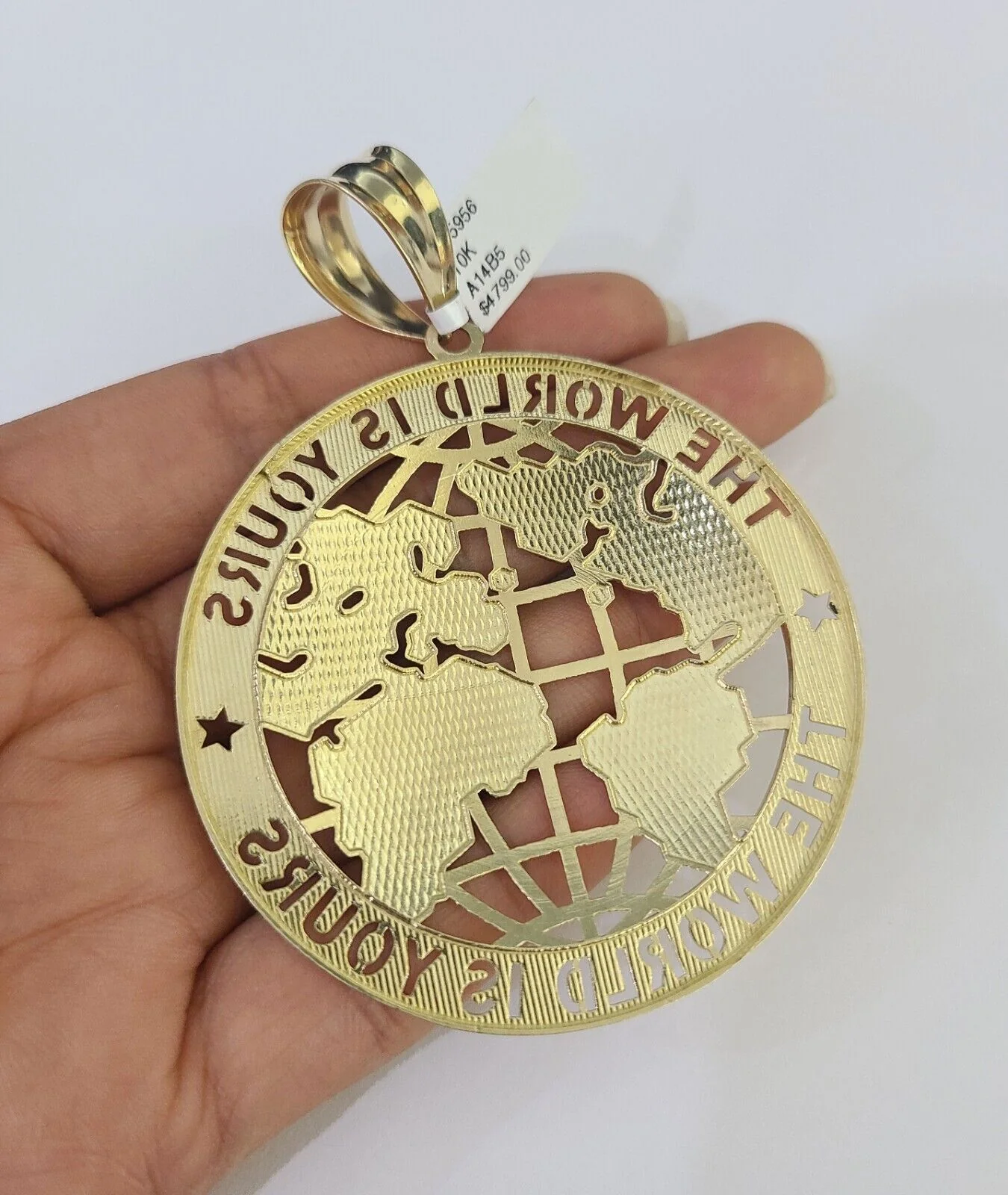 Real 10k Rope Chain World is Yours Charm Set 8mm 20"-30" Inch Necklace Gold - Image 7