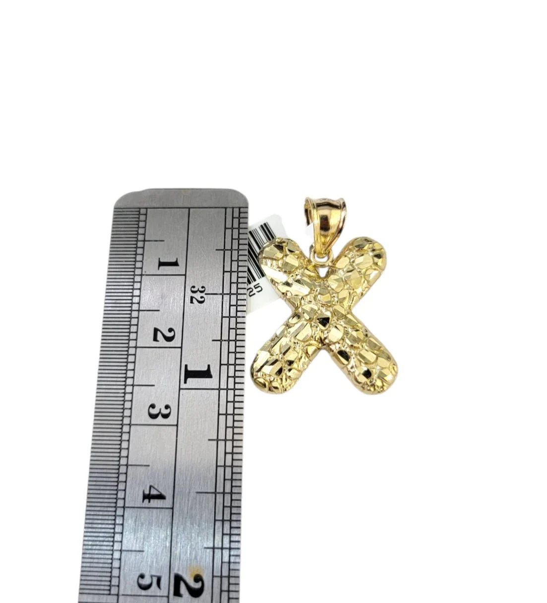 Real 10k Rope Chain X Nugget Initial Charm 3mm 18"-28" Necklace Set Pendant Gold - Image 3