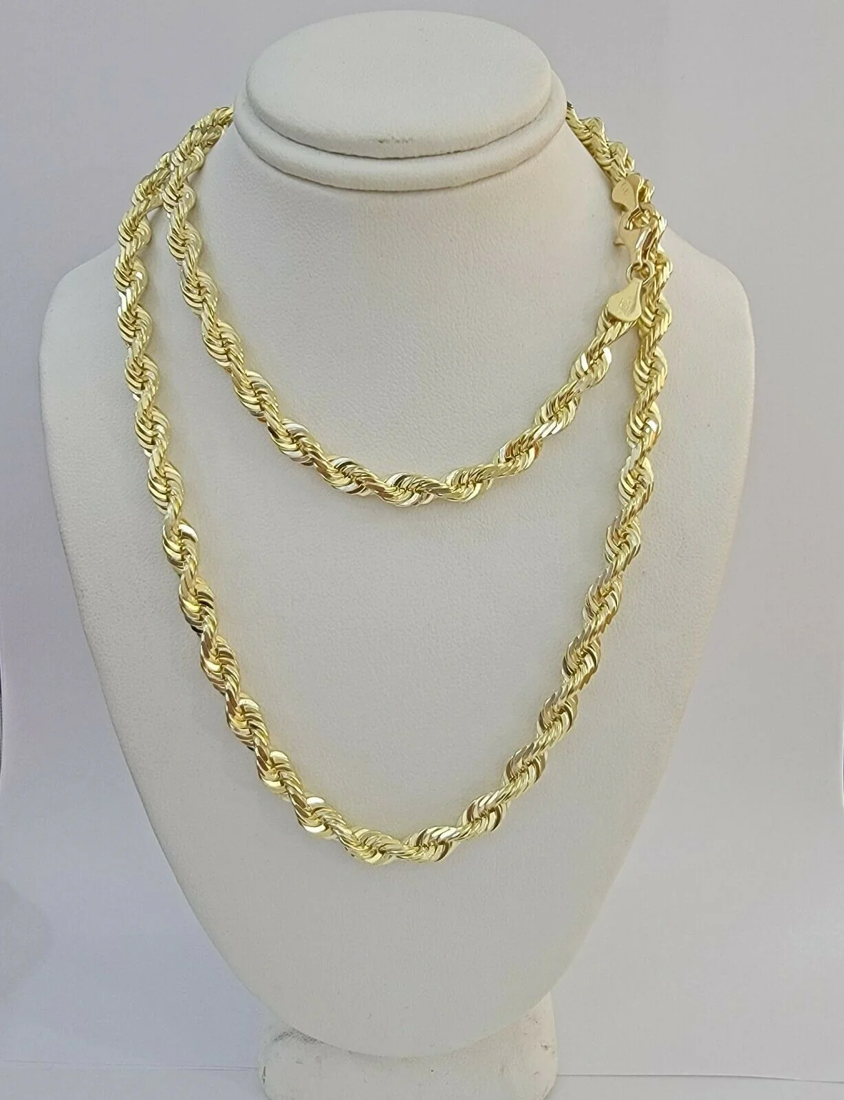 Real 10k Rope Necklace 26" Solid Chain 5mm 10kt Yellow Gld Diamond cut Men Women - Image 3