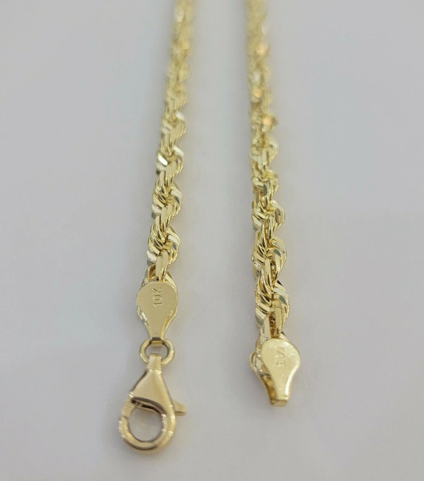 Real 10k Rope Necklace 26" Solid Chain 5mm 10kt Yellow Gld Diamond cut Men Women - Image 4
