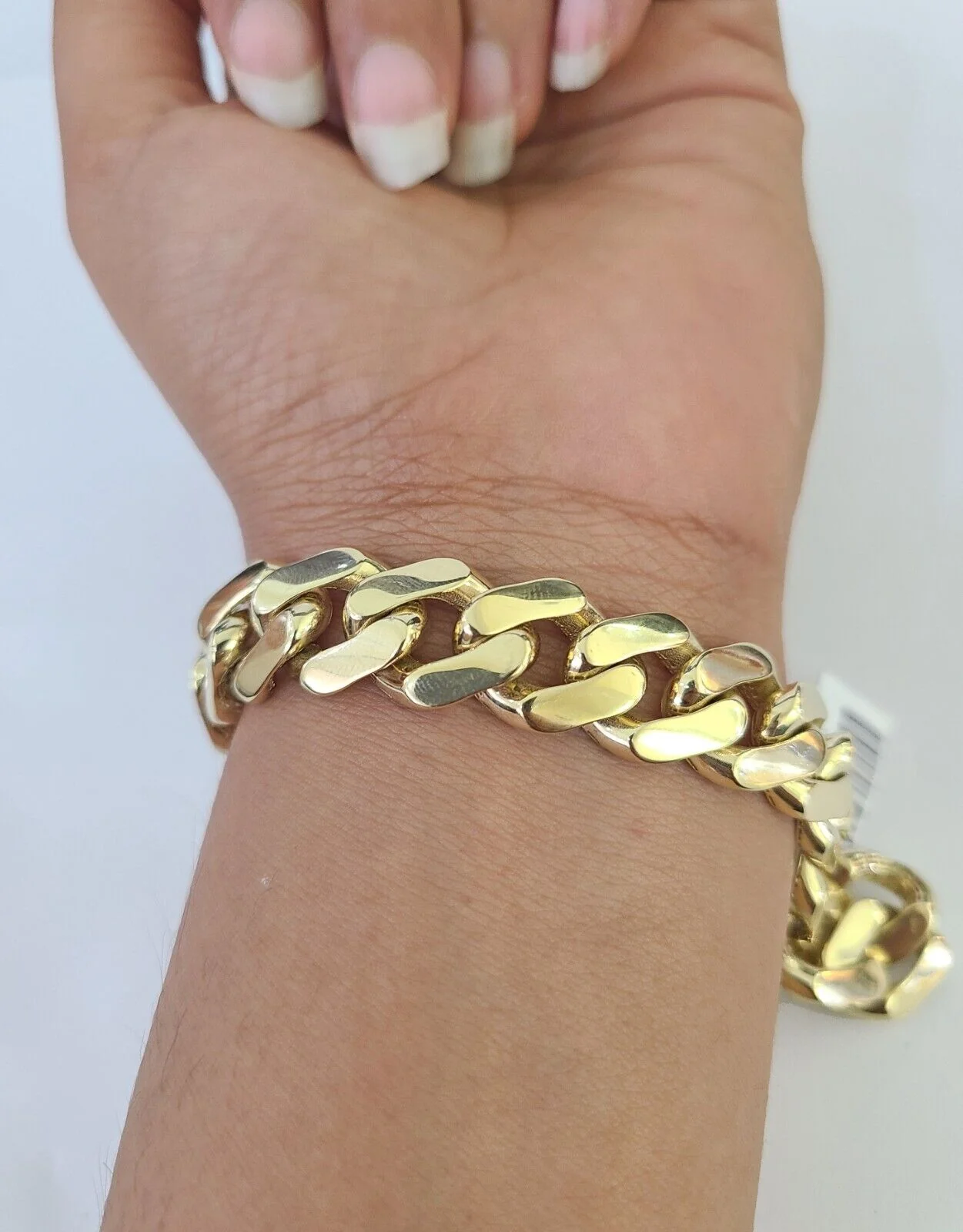 Real 10K Royal Monaco Bracelet Yellow Gold 8.5" Box Clasp 12mm Genuine - Image 2