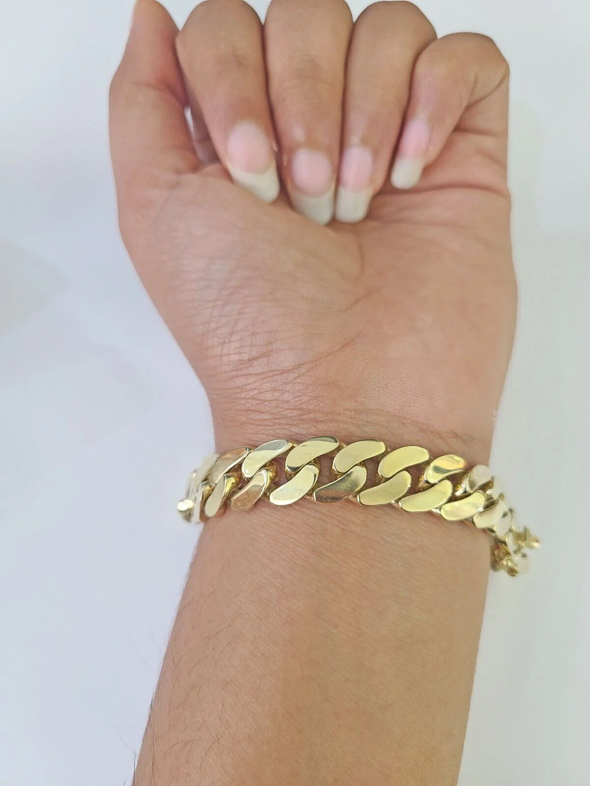 Real 10K Royal Monaco Bracelet Yellow Gold 8" Box Clasp 11mm Genuine