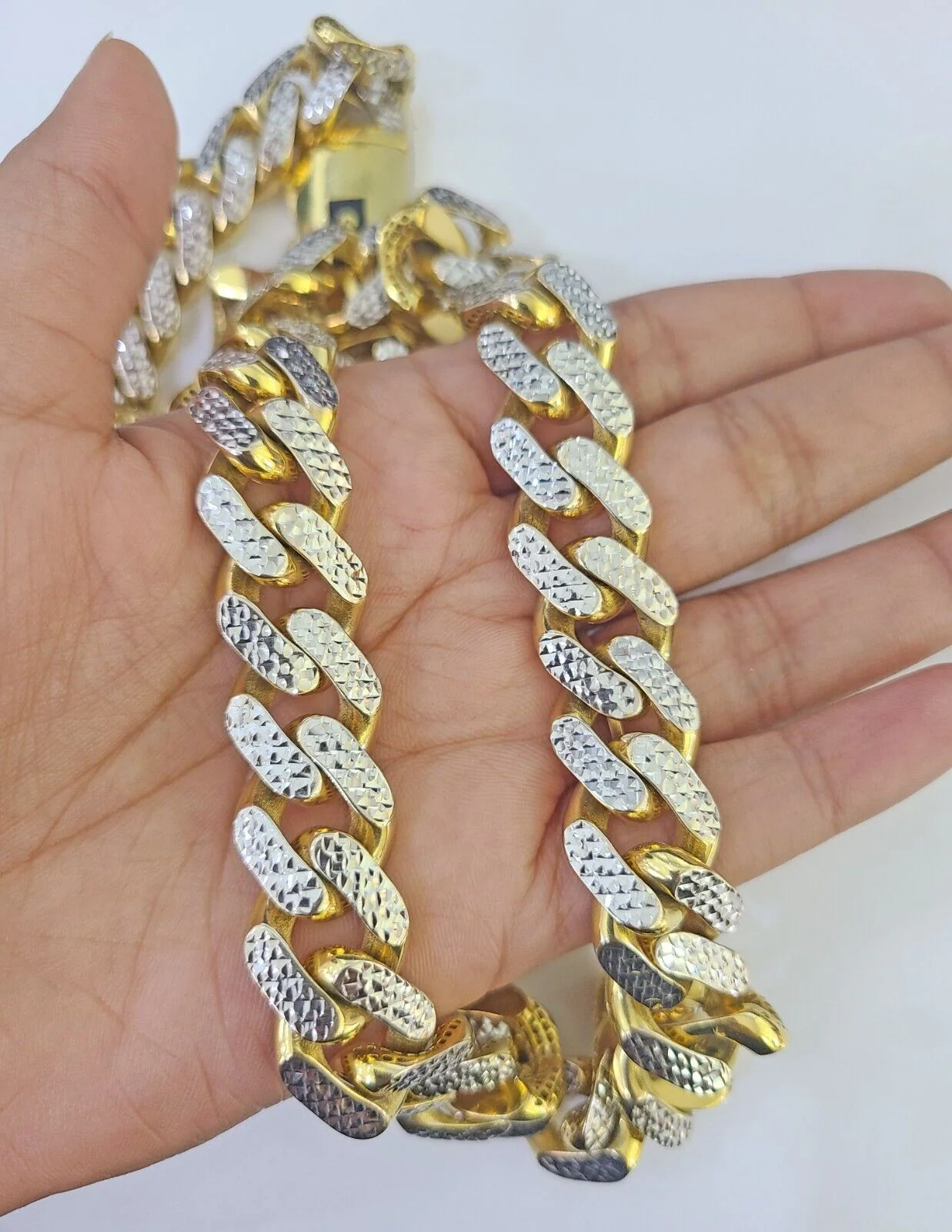Real 10k Royal Monaco Chain 15mm Diamond Cut 24 inches Yellow Gold Necklace - Image 4
