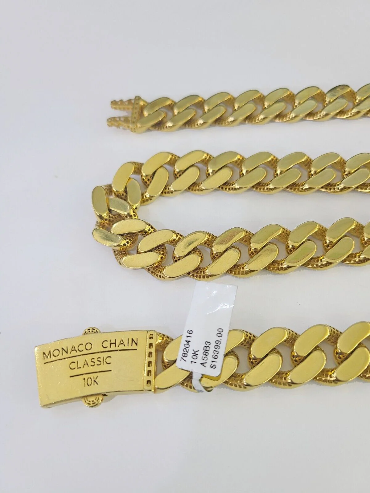 Real 10k Royal Monaco Chain 15mm Diamond Cut 24 inches Yellow Gold Necklace - Image 5