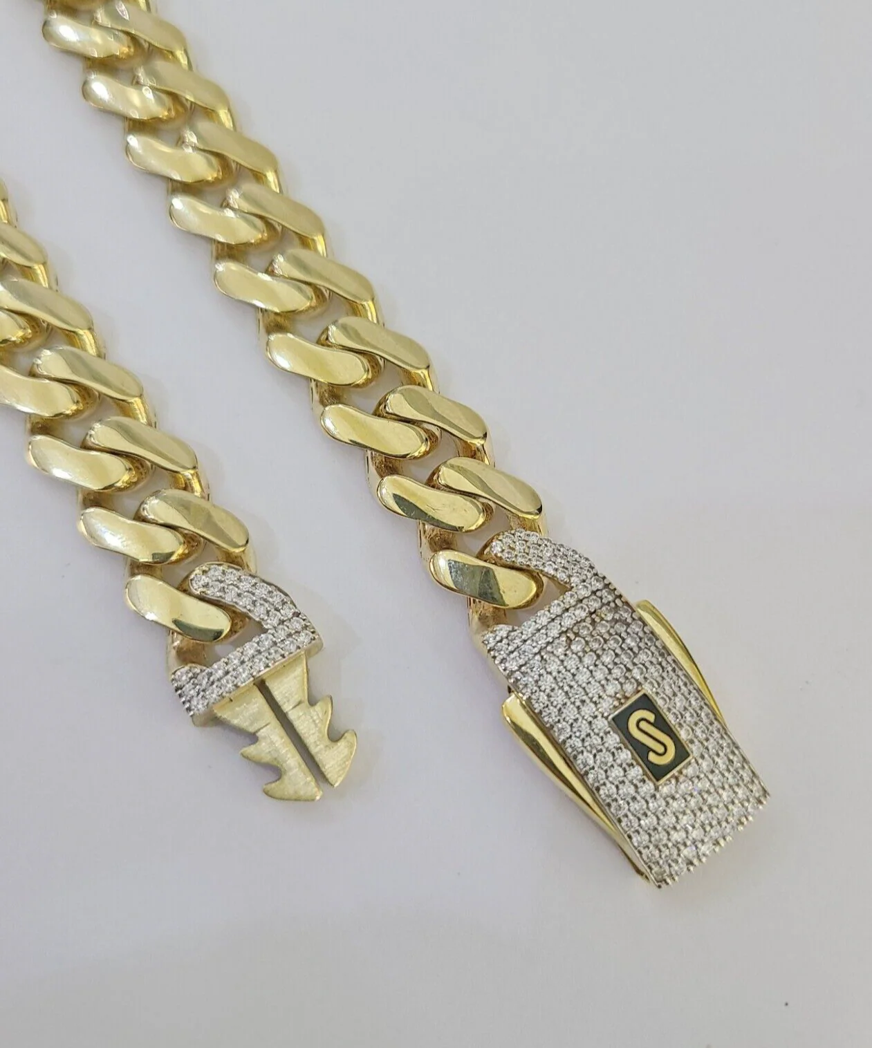 Real 10K Royal Monaco Chain Box Clasp 11mm Gold Necklace 10Kt 22" Genuine Mens - Image 3