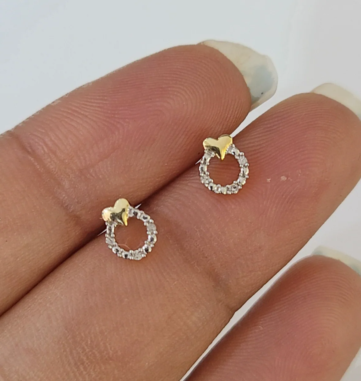 Real Silver Diamond Heart Earring Screw Back Sterling silver ladies Stud - Image 2