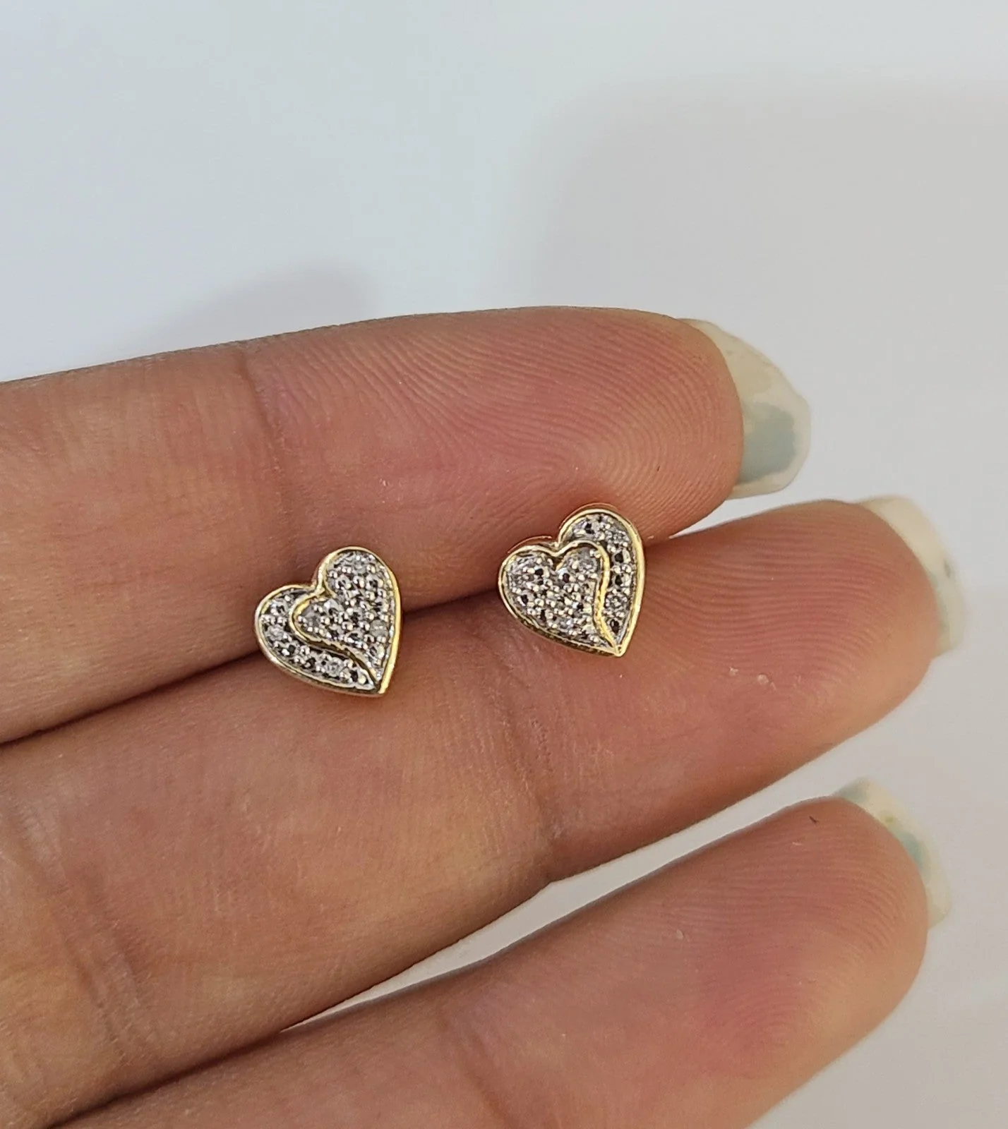 Real Diamond and 925 Sterling Silver Diamond Heart Earring For Ladies Screw Back - Image 2