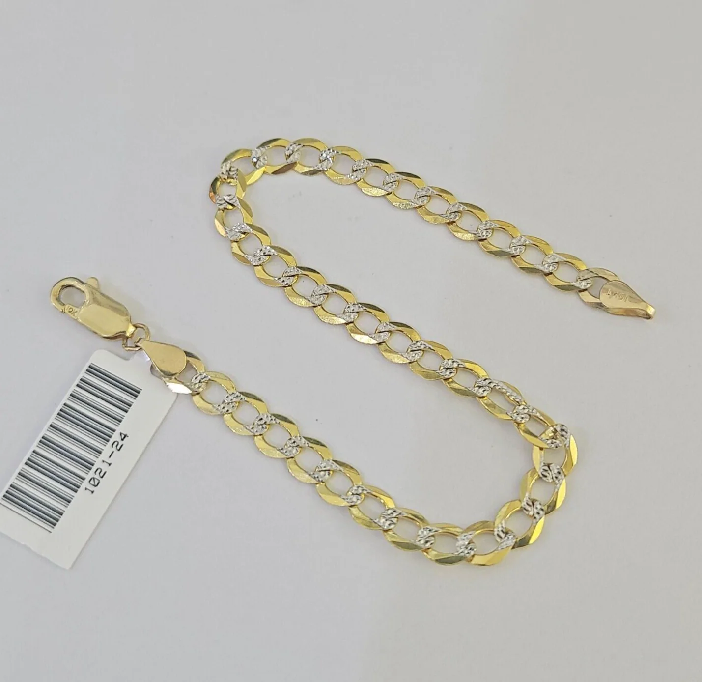 Real 10K Solid Cuban Curb Link Bracelet Yellow Gold Diamond Cuts 4.5mm 7" Womens - Image 6