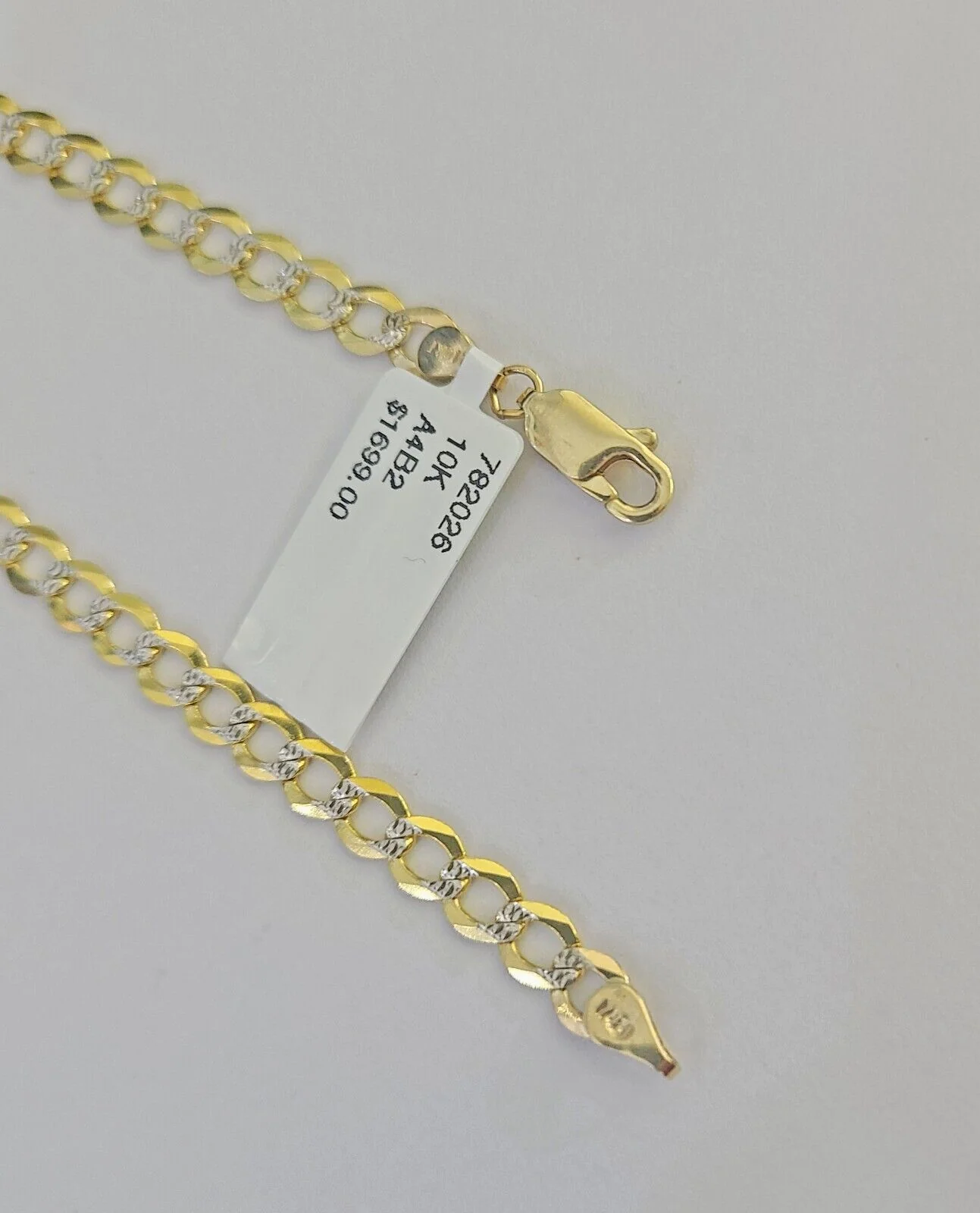 Real 10K Solid Cuban Curb Link Bracelet Yellow Gold Diamond Cuts 4.5mm 7" Womens - Image 7