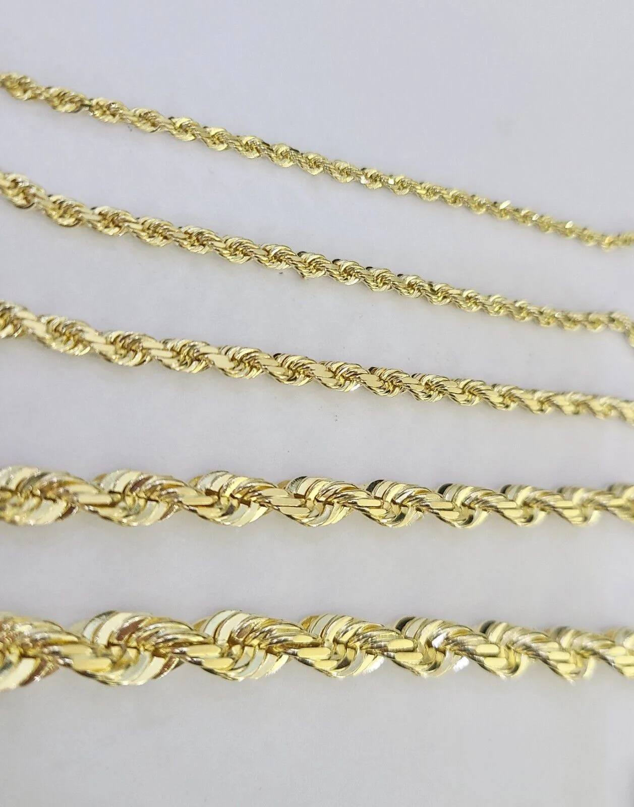 Real 10k Solid Gold Rope Chain Necklace 2.5mm-7mm Men Women Yellow 10kt - Image 7