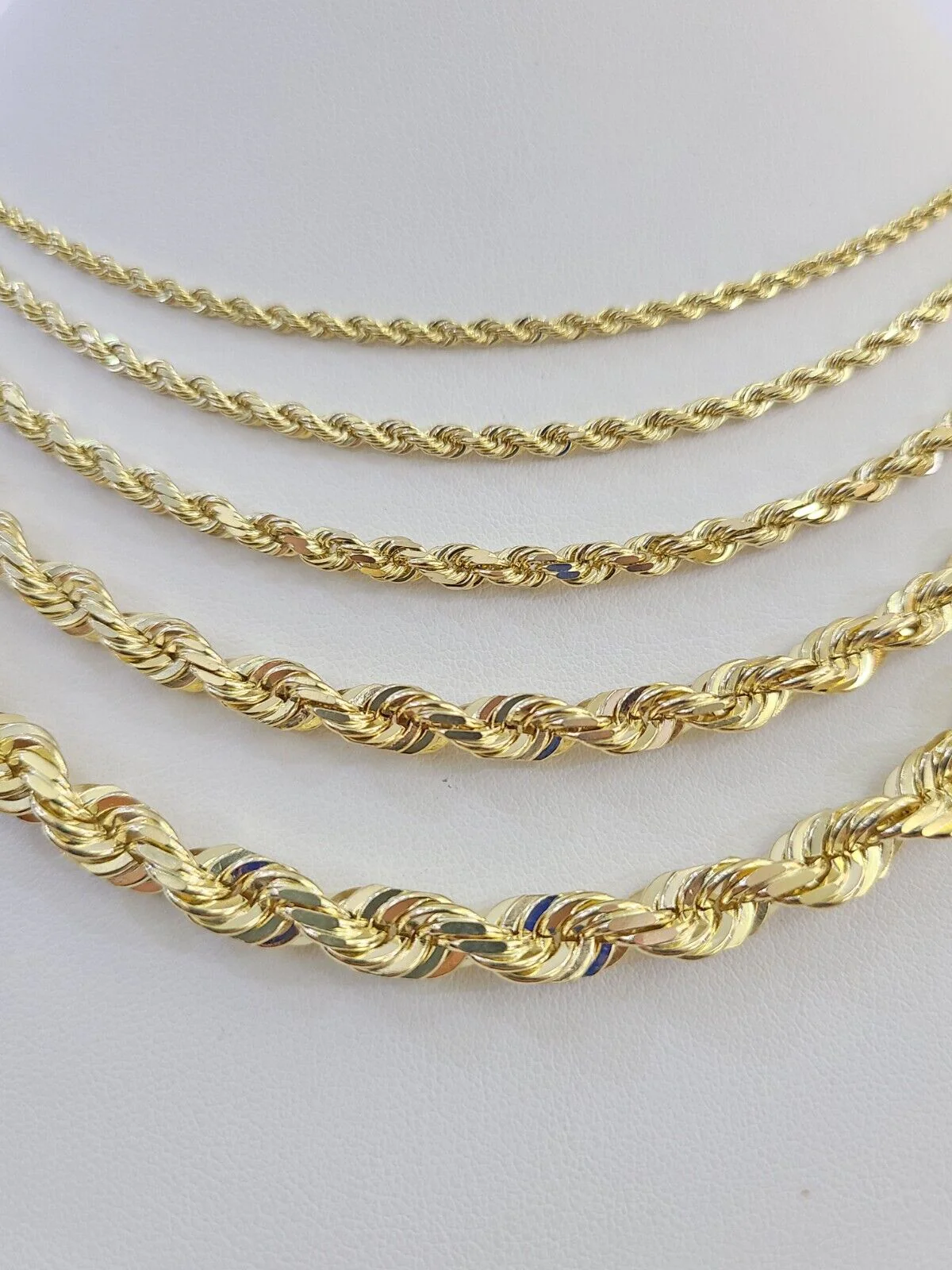 Real 10k Solid Gold Rope Chain Necklace 2.5mm-7mm Men Women Yellow 10kt - Image 8