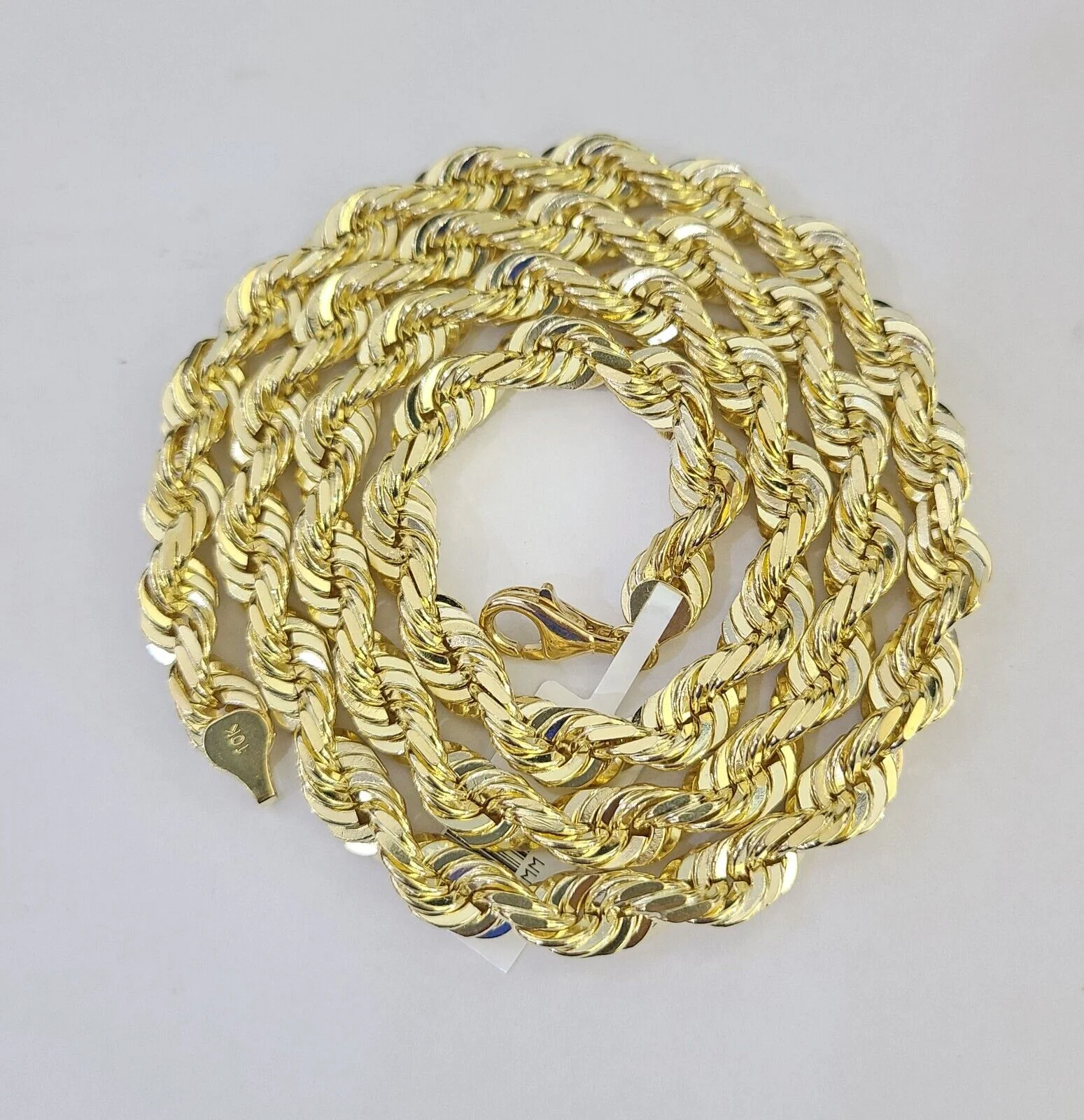 Real 10k Solid Gold Rope Chain Necklace 2.5mm-7mm Men Women Yellow 10kt - Image 9