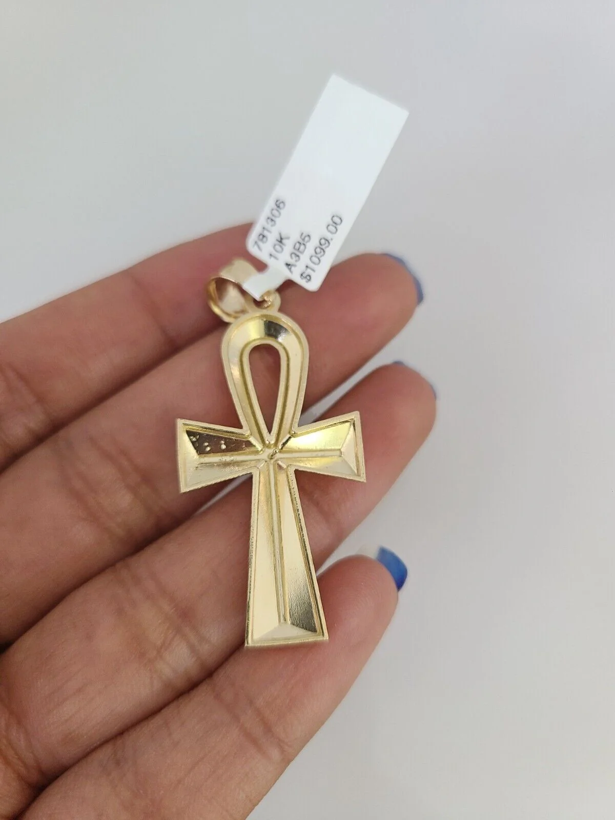REAL 10k Solid Rope Chain Ankh Cross Charm Pendant 3mm Set 18"-26" in Necklace - Image 7