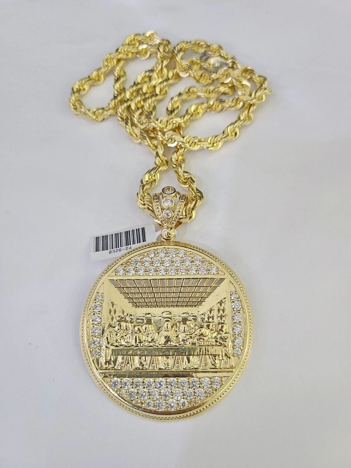 Real 10k Solid Rope Chain Last Supper Charm Set 6mm 20"-30" Inch Necklace Gold - Image 6