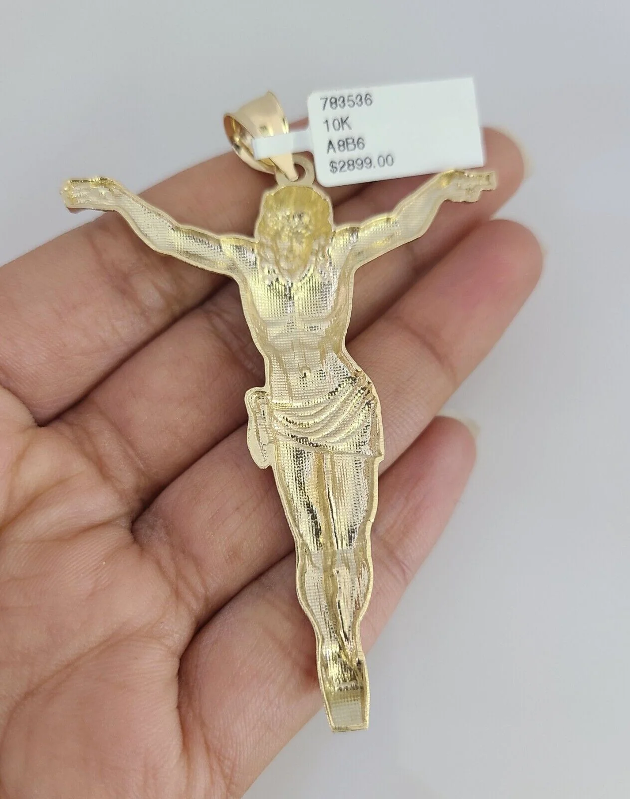REAL 10k Solid Rope Necklace Jesus Crucifix Pendant SET Chain 20"-30'' 6mm Gold - Image 9