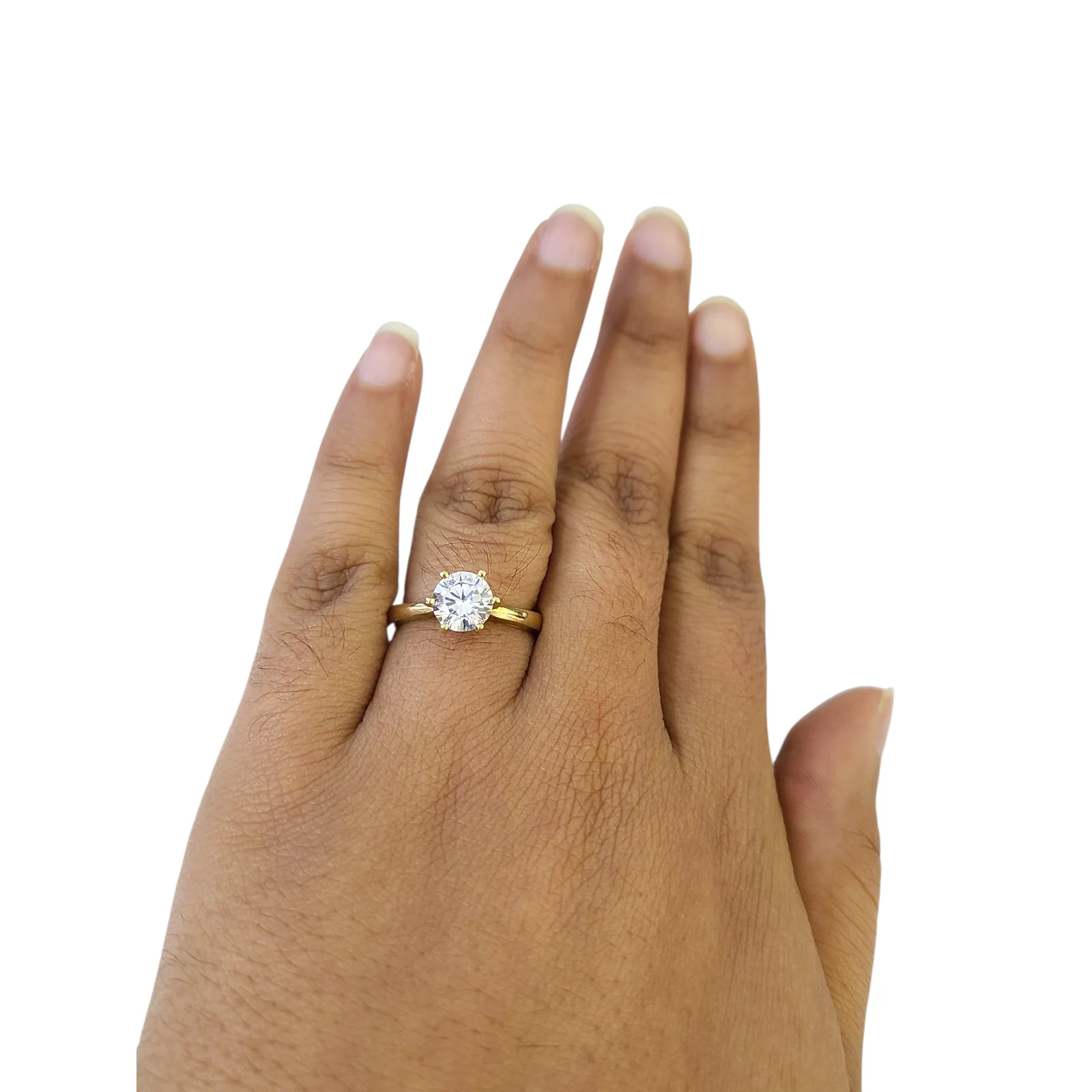 Real 10k Solitaire CZ Ring Yellow Gold Women 10Kt Genuine Ring Sizes 6,7,8,9,10,11 & 12 - Image 4