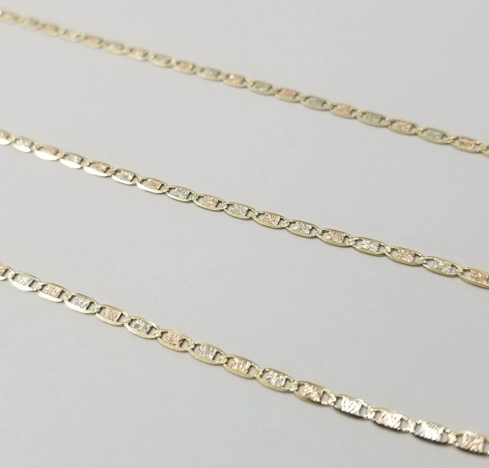 Real 10k Trio Gold Valentino Chain Necklace 2mm 20" Inch Lobster Lock - Image 3
