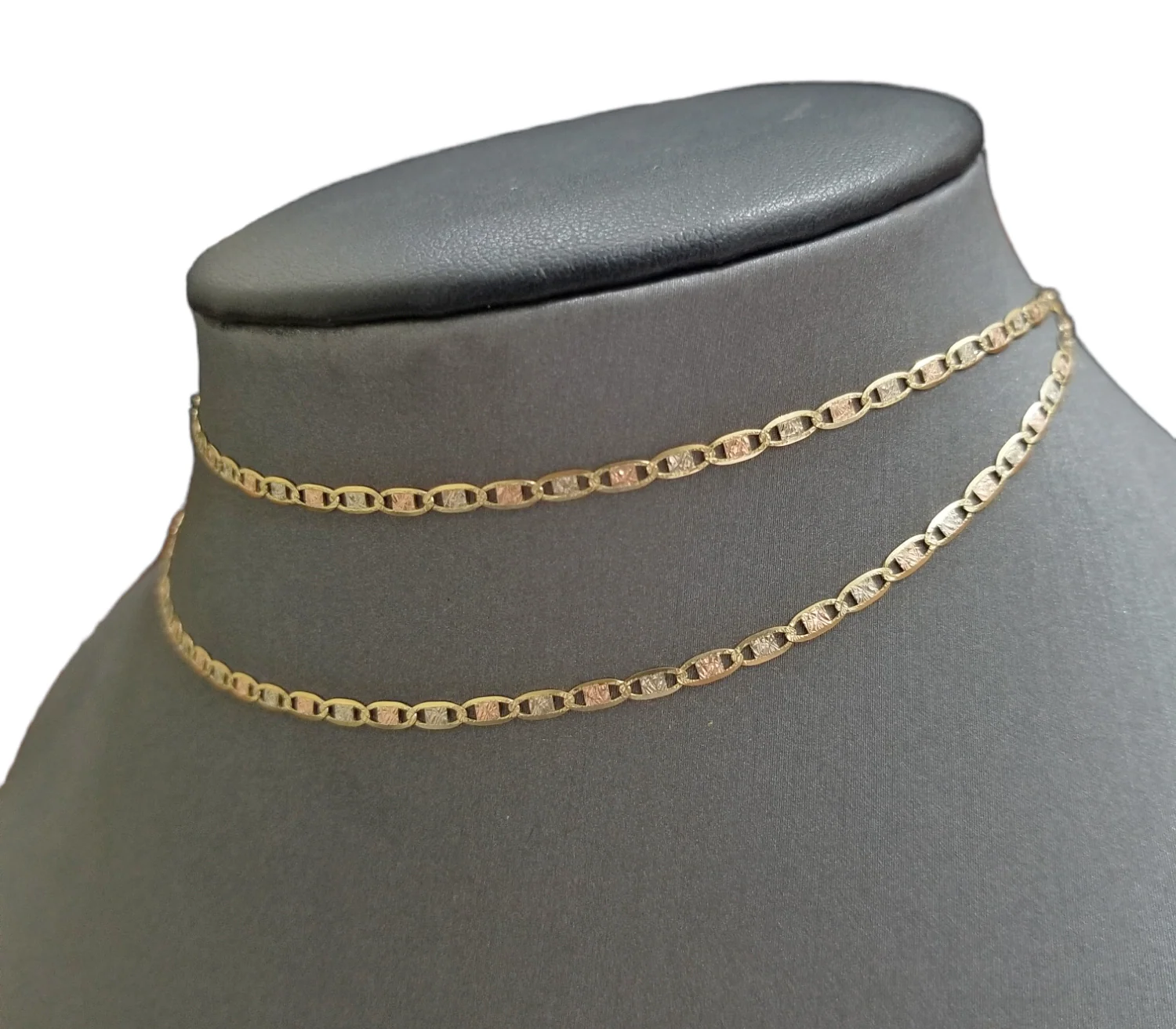 Real 10k Trio Gold Valentino Chain Necklace 2mm 20" Inch Lobster Lock - Image 4