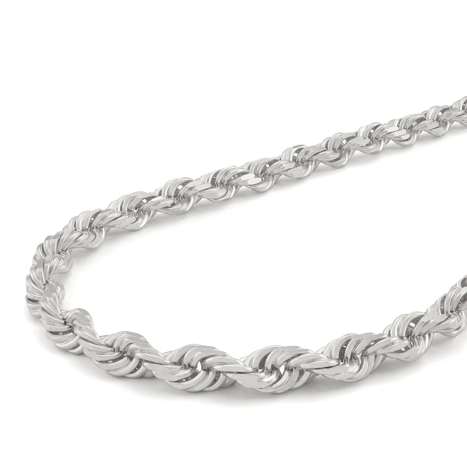 Real 10K White Gold Rope Chain 6mm Necklace 20-24'' Inches Lobster Lock 10kt - Image 7