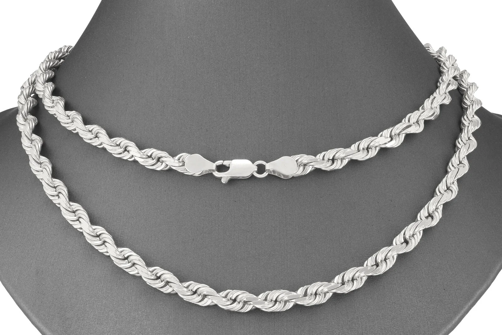 Real 10K White Gold Rope Chain 6mm Necklace 22'' Inches Lobster Lock 10kt