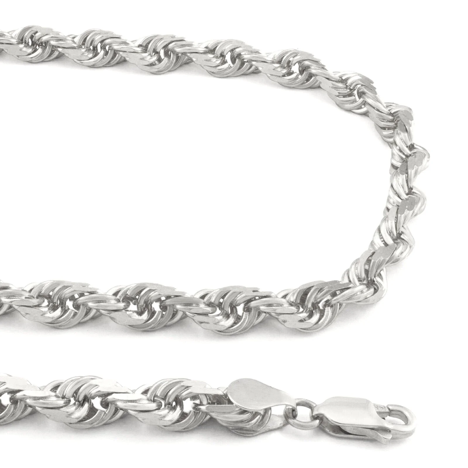 Real 10K White Gold Rope Chain 6mm Necklace 22'' Inches Lobster Lock 10kt - Image 10