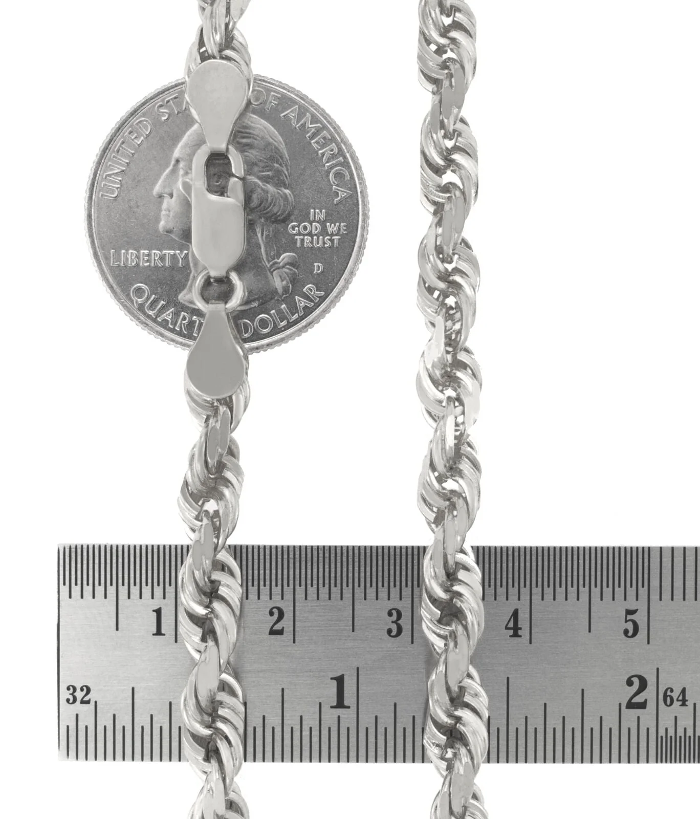Real 10K White Gold Rope Chain 6mm Necklace 22'' Inches Lobster Lock 10kt - Image 2