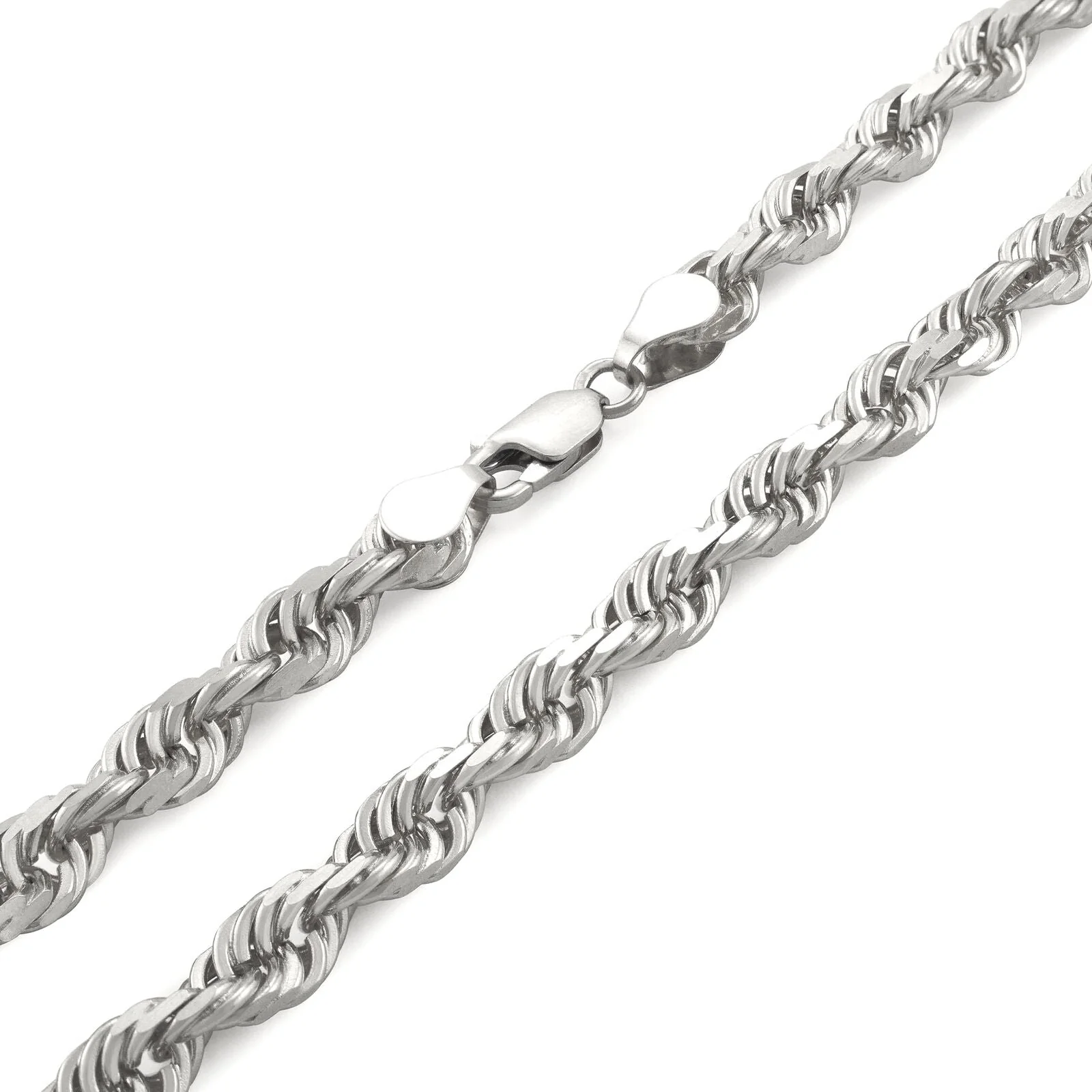 Real 10K White Gold Rope Chain 6mm Necklace 22'' Inches Lobster Lock 10kt - Image 7