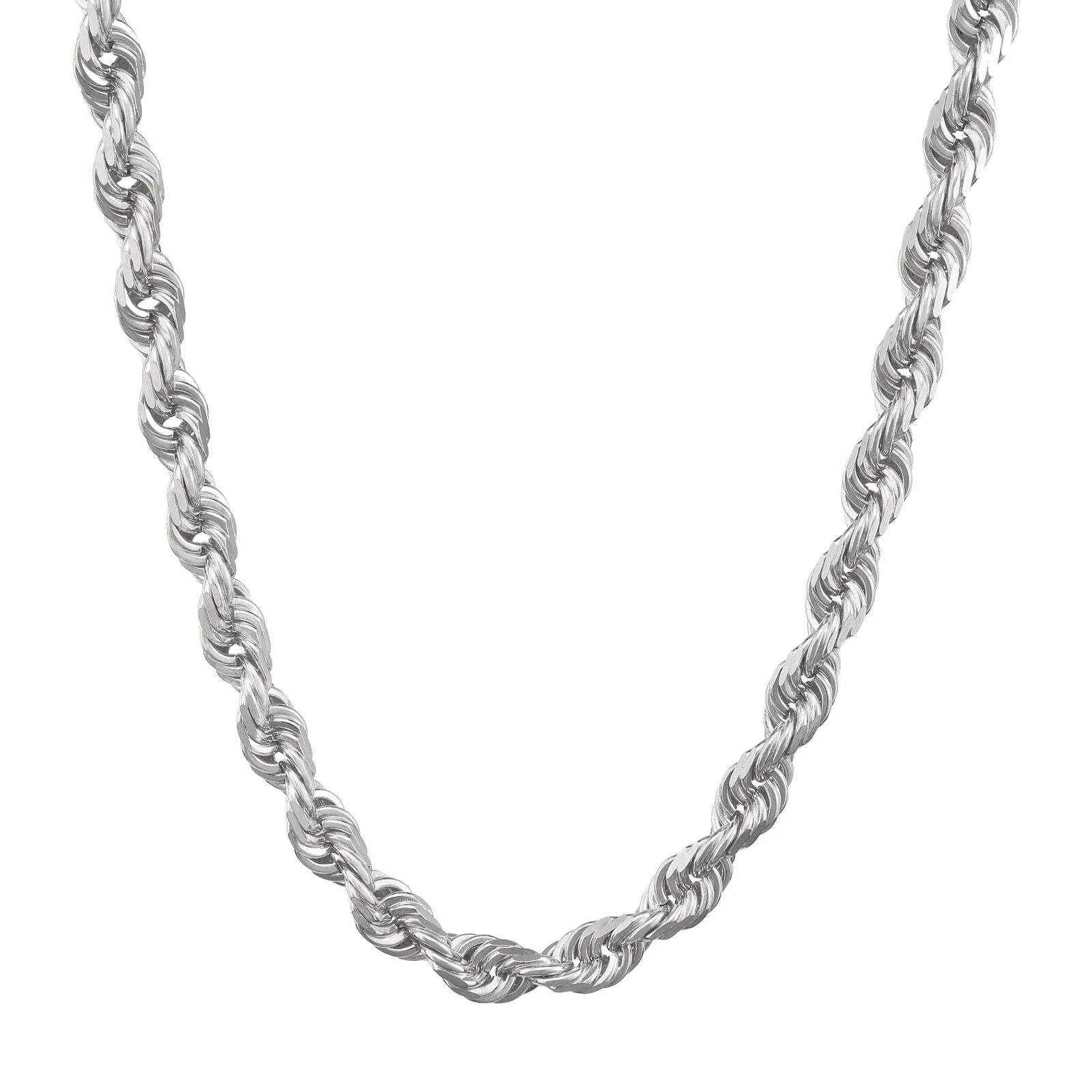 Real 10K White Gold Rope Chain 6mm Necklace 20'' Inches Lobster Lock 10kt
