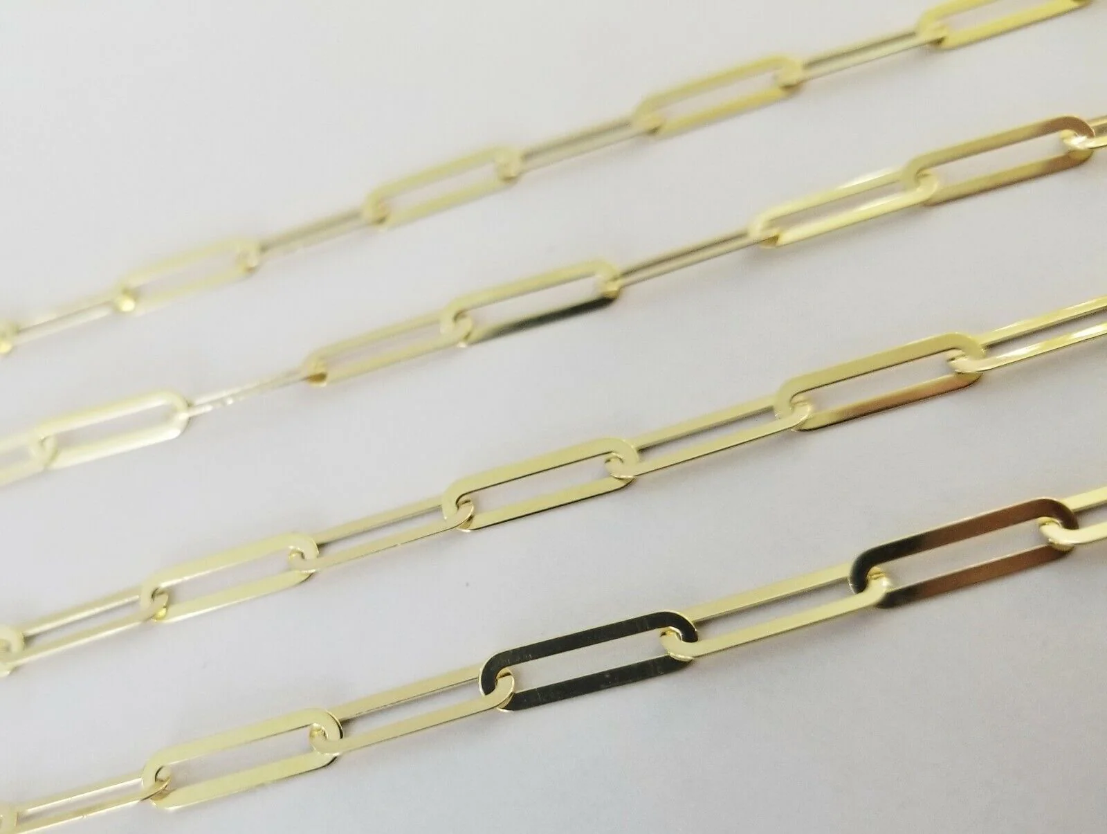 Real 10k Women Paperclip Chain 4mm 16" lobster Clasp Yellow Gold Necklace - Image 6